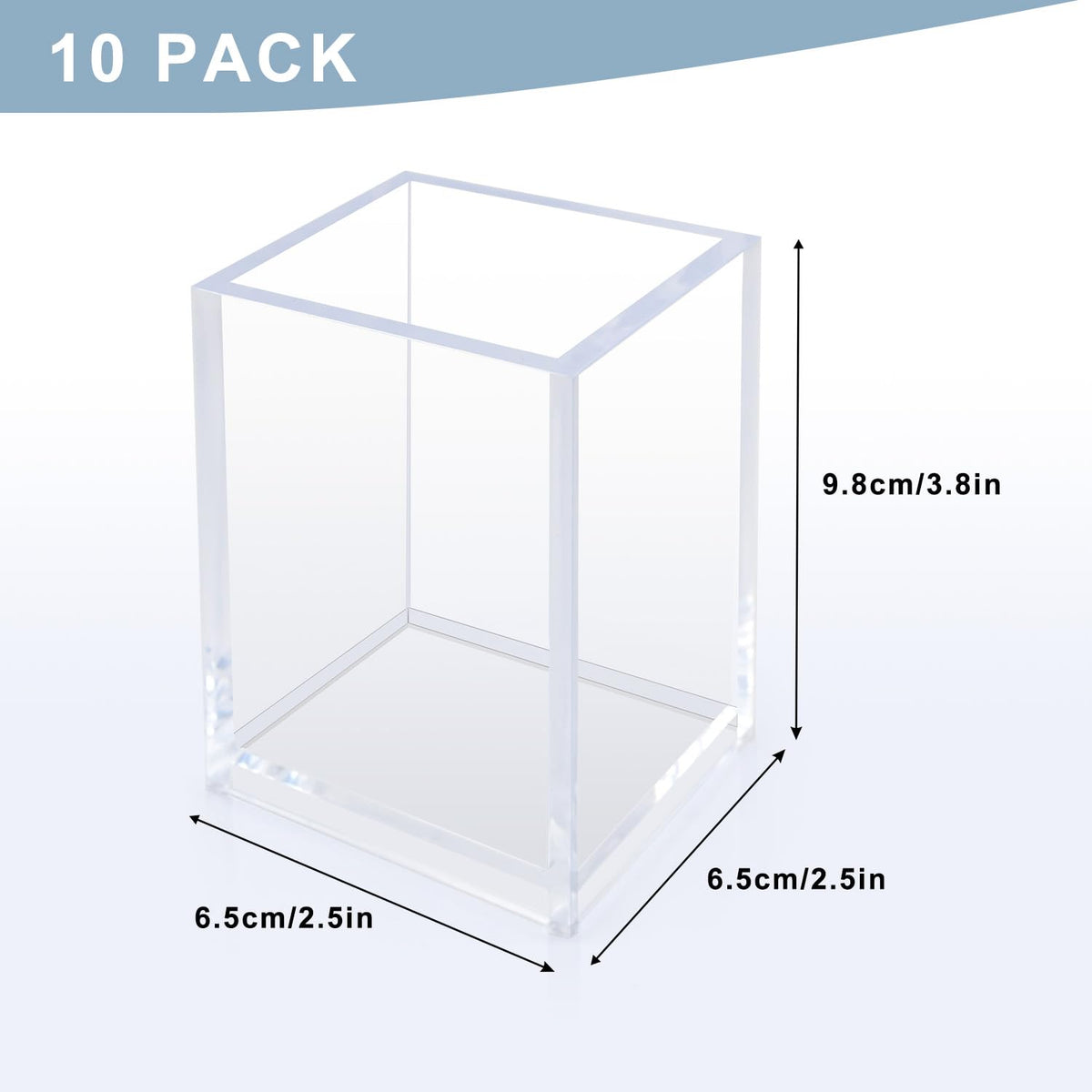 CDIVEFTN 10 Pack Clear Acrylic Pen Holders, Pencil Cups & Makeup Brush Organizers, Transparent Desk Storage for Office, School, Home & Study Supplies(10pcs)
