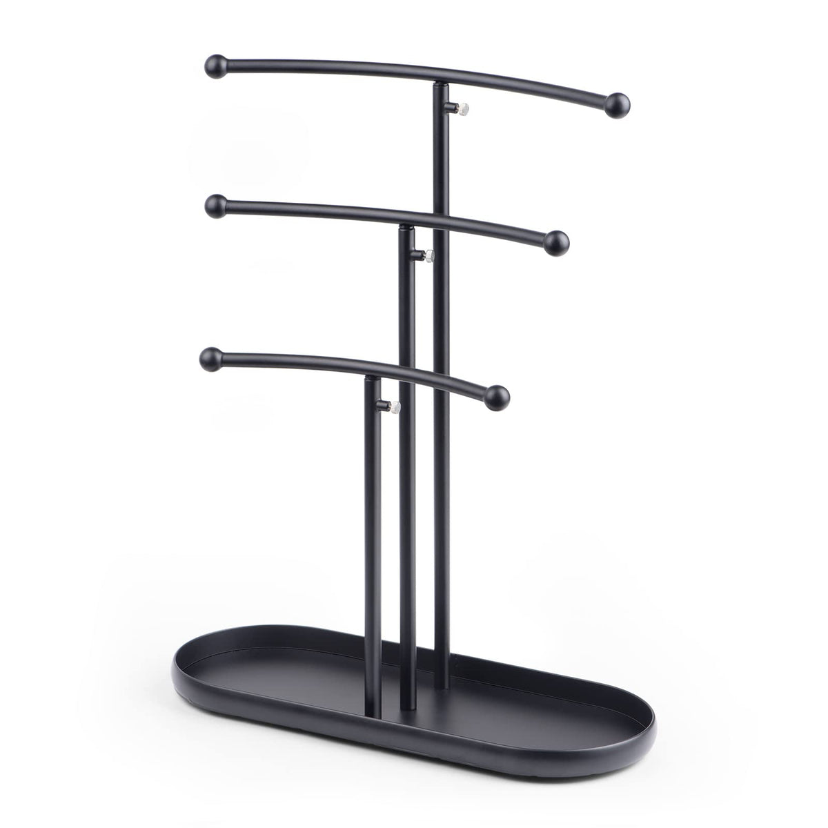 SZQINJI Jewelry Stand Organizer, Metal Jewelry Tree Holder 3-Tier Jewelry Storage Tower for Necklace Display, Earring Hanging Black, Christmas Gift