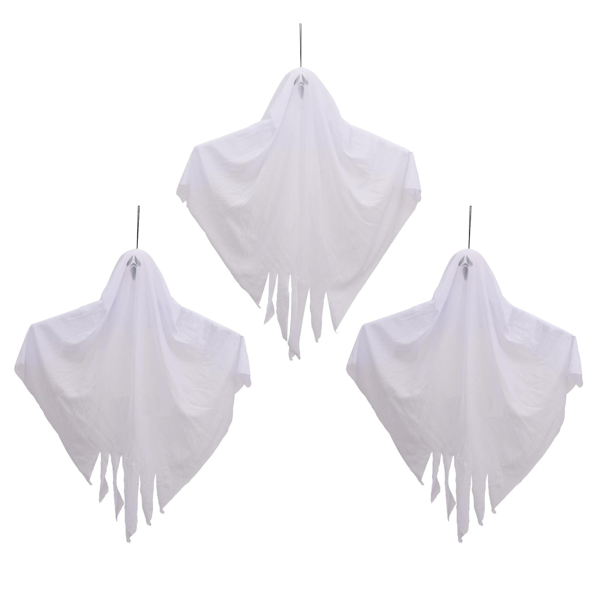 3 Pack Halloween Hanging Ghosts - 23.6 Inch Flying Ghosts Ideal for Halloween Decorations Indoor & Outdoor, Party Decor, Front Yard, Porch, Patio, Lawn, Garden Trees and Wreath
