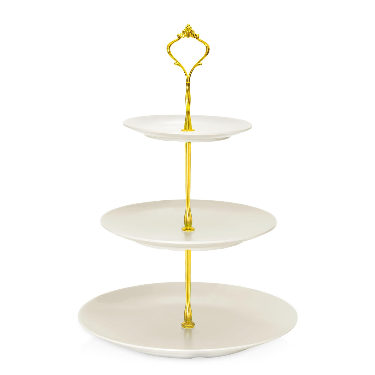 Lucky Will Beige Tiered Dessert Serving Tray for Kid's Party Supplies Favors 3 Tier Cupcake Cake Stand for Birthday Tea Afternoon Halloween Christmas Candy Bar