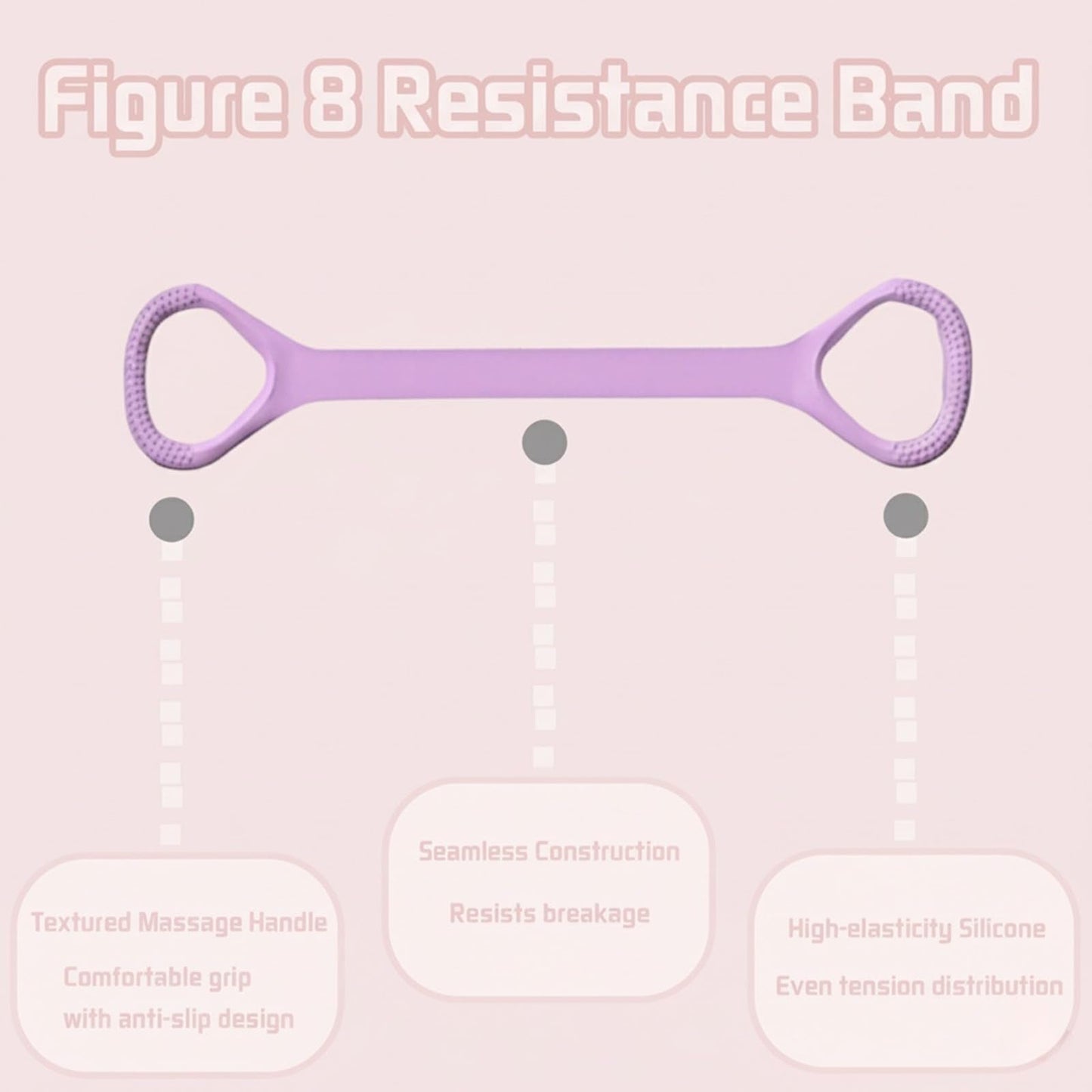Figure 8 Fitness Resistance Band, Exercise Resistance Bands for Women, Resistance Bands with Handles for Arms, Back, Shoulders, Legs and HIPS Working Out (3Pcs)