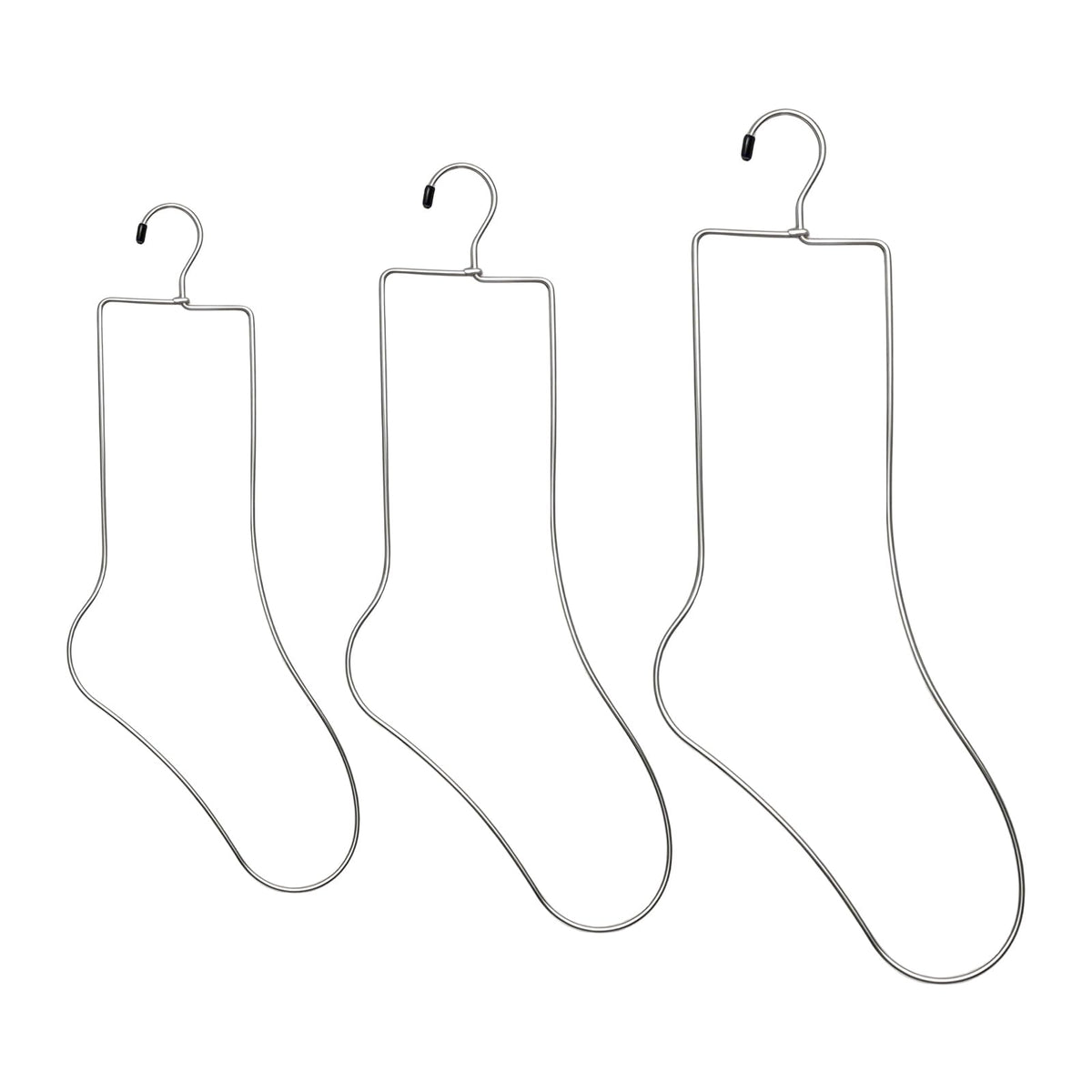 3 Pairs Metal Sock Blockers for Knitting - Stainless Steel Wire Sock Forms for Blocking, Drying & Display - Set of Small, Medium, Large Sizes (6 Pieces Total) with Hanger Hook