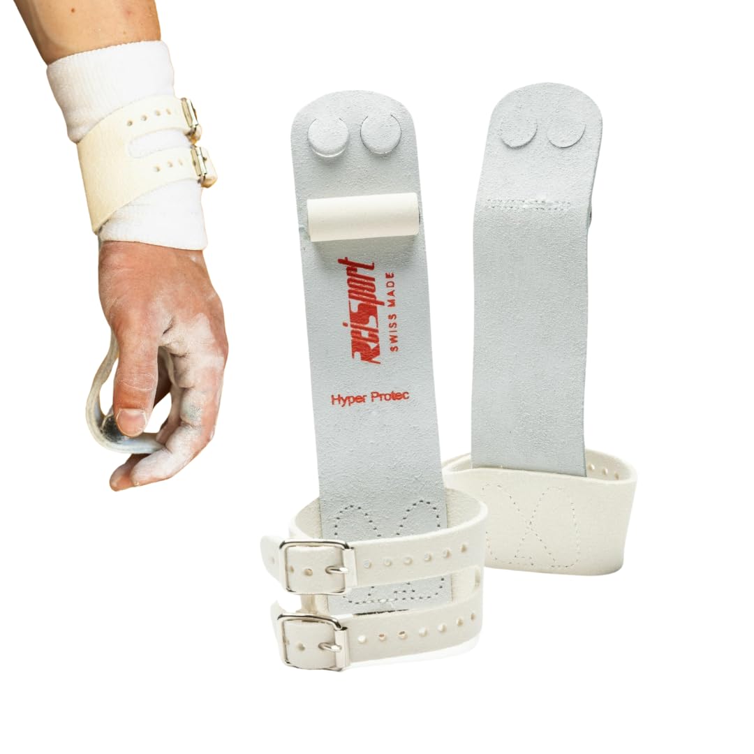 Reisport Protec Ring Gymnastics Grips for Men - Triple Strength Leather Hand Grips for Gymnastics Rings - Gymnastics Equipment & Accessories for Advanced Gymnasts