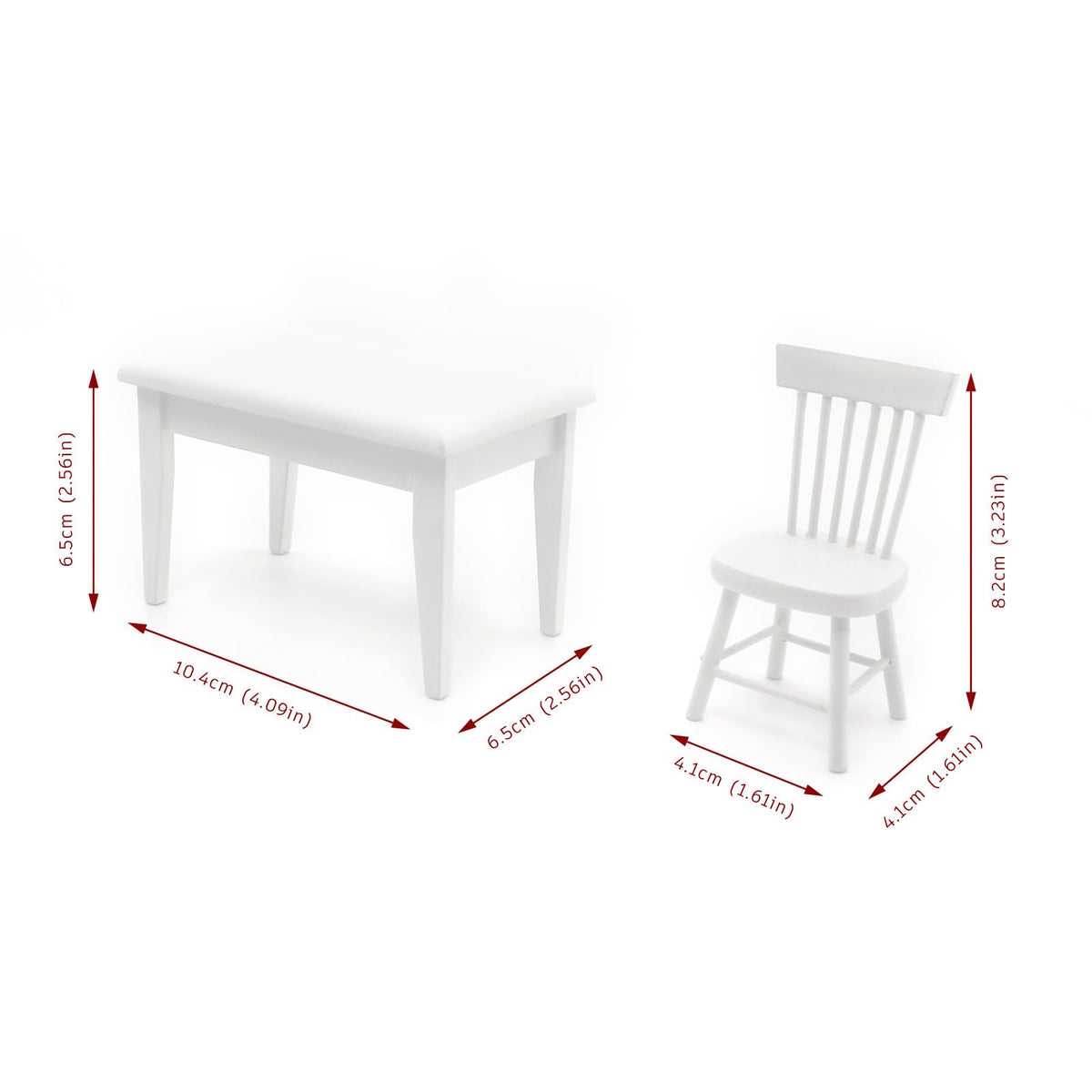 Minamzee 1/12 Dollhouse Table Chair Set, 17pcs Wooden Miniature Kitchen Furniture Set with Breakfast Accessories for Dining Room