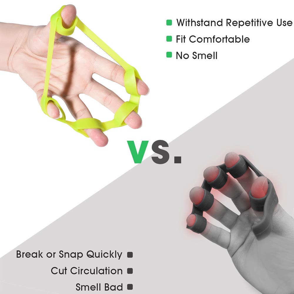 Hand Grip Strengthener, Finger Exerciser, Grip Strength Trainer (6 PCS),New Material,Forearm Grip Workout, Finger Stretcher, Relieve Wrist Pain, Carpal Tunnel (Large)