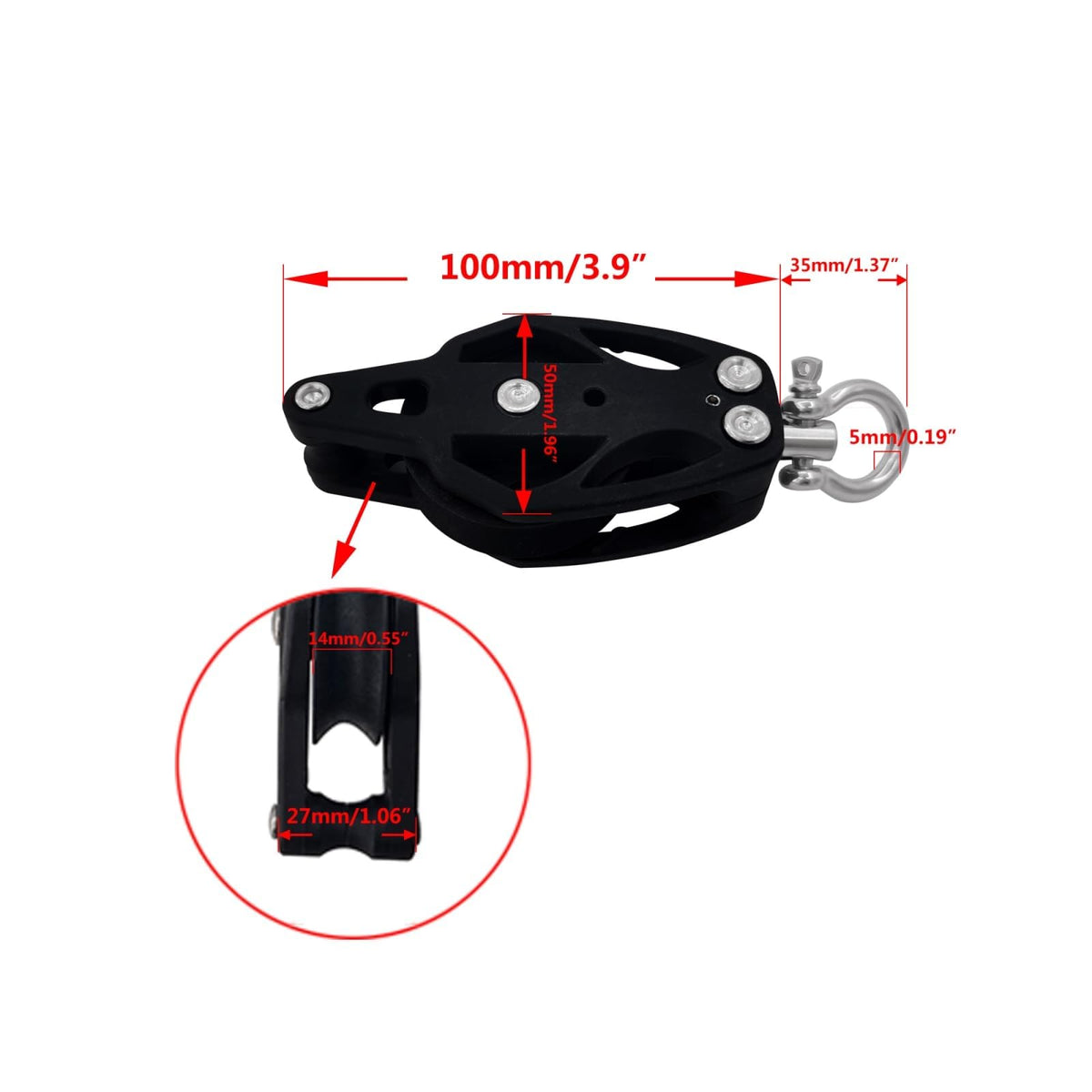 ISURE MARINE Double Pulley Block Stainless Steel Nylon Marine Pulley Block Rope Rope Runner Kayak Pulley Bearing Block Wire Rope Lifting Swivel Hook