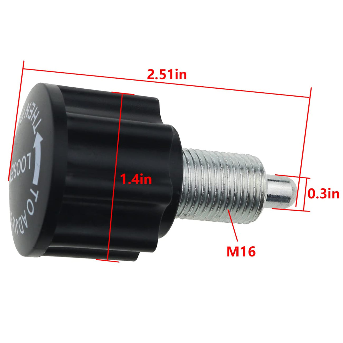 FMHXG M16 Pull Pin Knob, Black, Steel & ABS, M16 x 1.5, 65mm