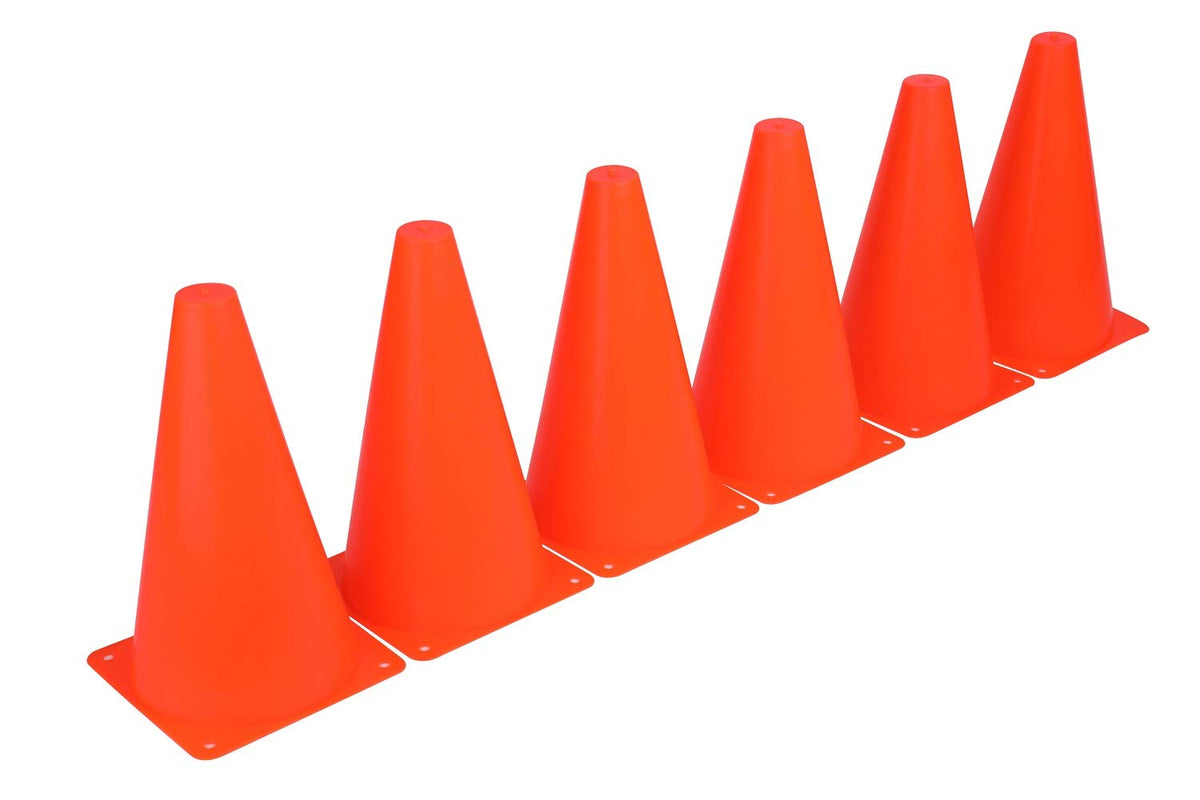Fragraim 9 Inch Plastic Training Traffic Cones, Sport Cones, Agility Field Marker Cones for Soccer Basketball Football Drills Training, Outdoor Activity or Events - Set of 24, Orange