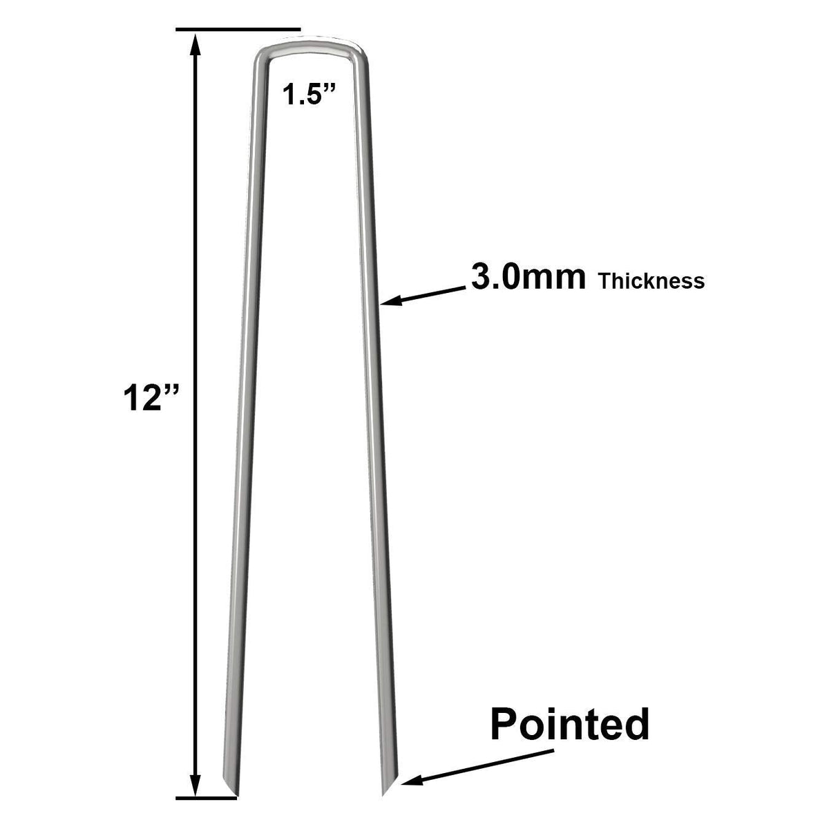 OK5STAR 100 Pack 12" Garden Stakes Pins,Heavy Duty Garden Landscape Staples Stakes Pins Galvanized Landscape Fabric Staples Sod Ground Staple for Anchoring Weed Barrier Fabric