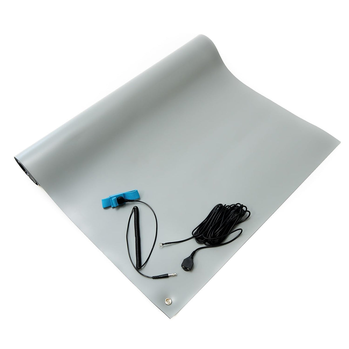Bertech ESD High Temperature Mat Kit, 2.5 Feet Wide x 3 Feet Long x 0.08 Inches Thick, Gray, Includes a Wrist Strap and Grounding Cord, RoHS and REACH Compliant (Assembled in USA)