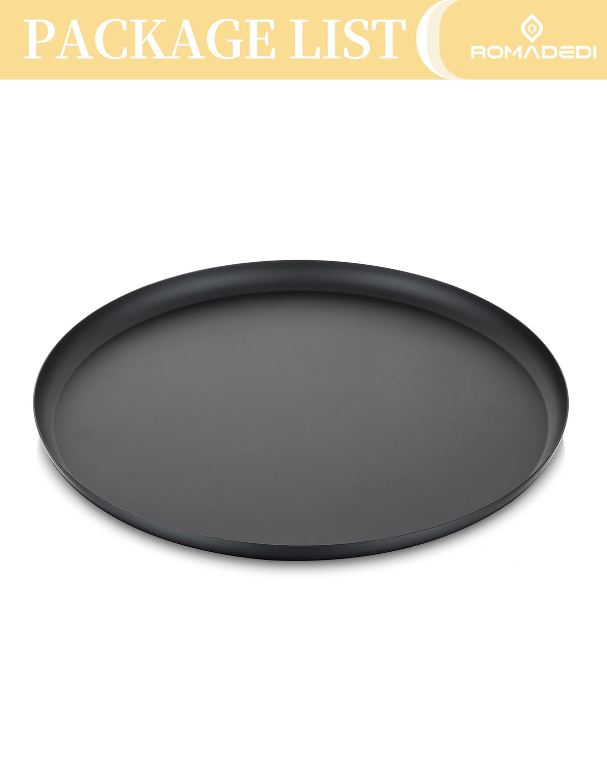 Romadedi Black Round Decorative Tray: Metal Candle Trays Decor for Coffee Table Centerpiece Large Modern Serving Tray for Kitchen Counter Farmhouse Home Decorations, 12.6 Inch
