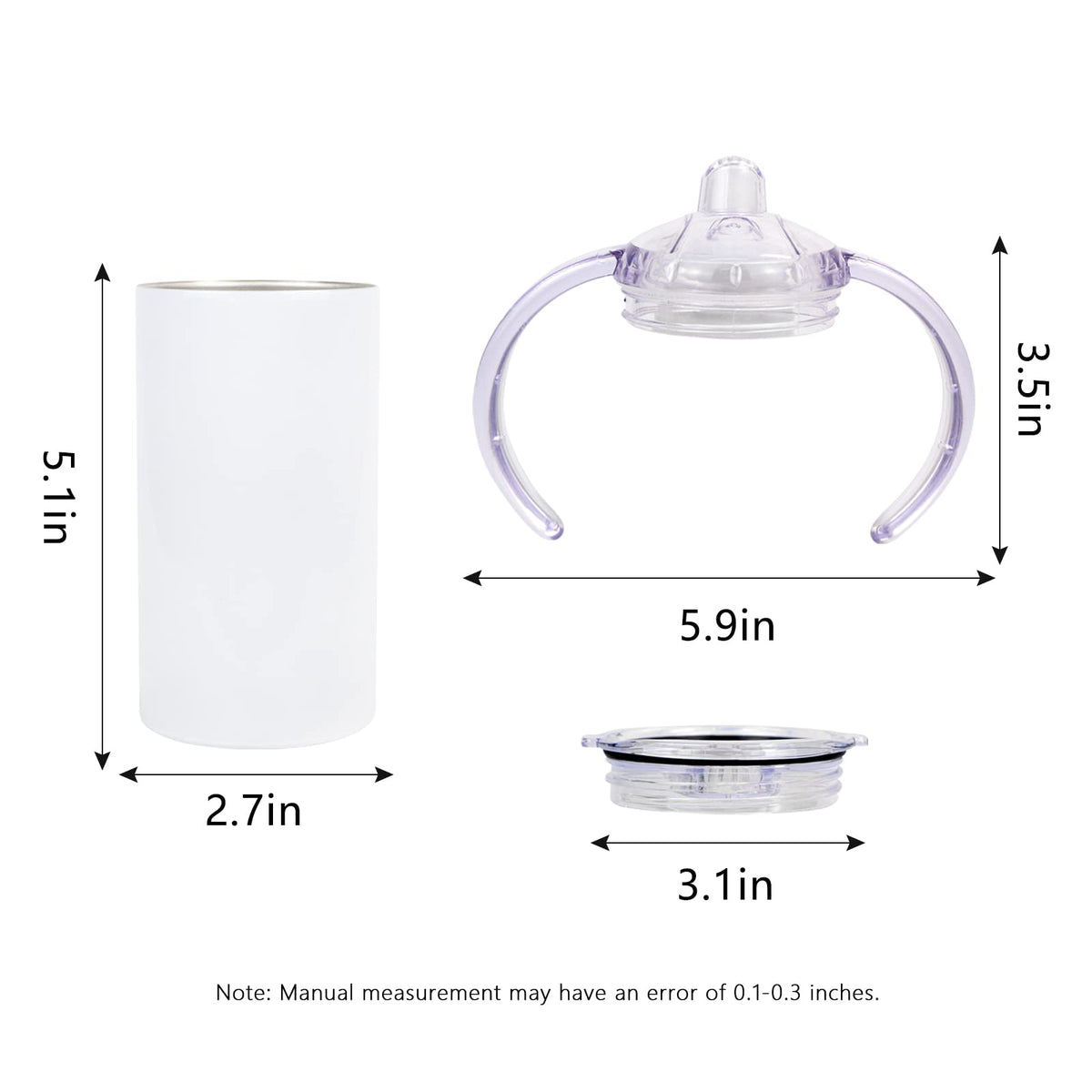 MAIKESUB 2 Pack Sublimation Blank Sippy Cup Tumblers with Handles Straight Stainless Steel Insulated Skinny Tumblers with Splash-proof Lid 12 oz Shatterproof Water Tumbler