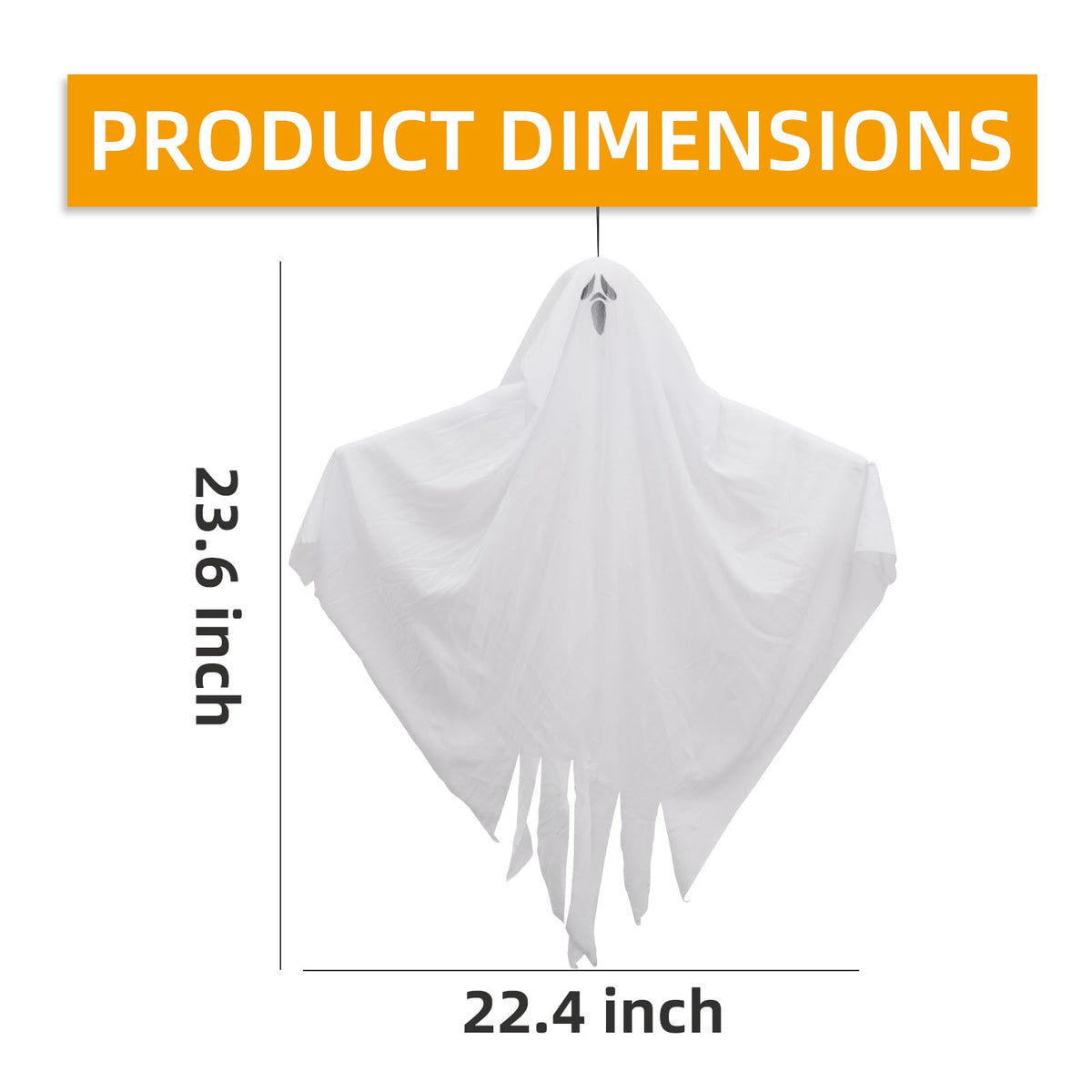 3 Pack Halloween Hanging Ghosts - 23.6 Inch Flying Ghosts Ideal for Halloween Decorations Indoor & Outdoor, Party Decor, Front Yard, Porch, Patio, Lawn, Garden Trees and Wreath
