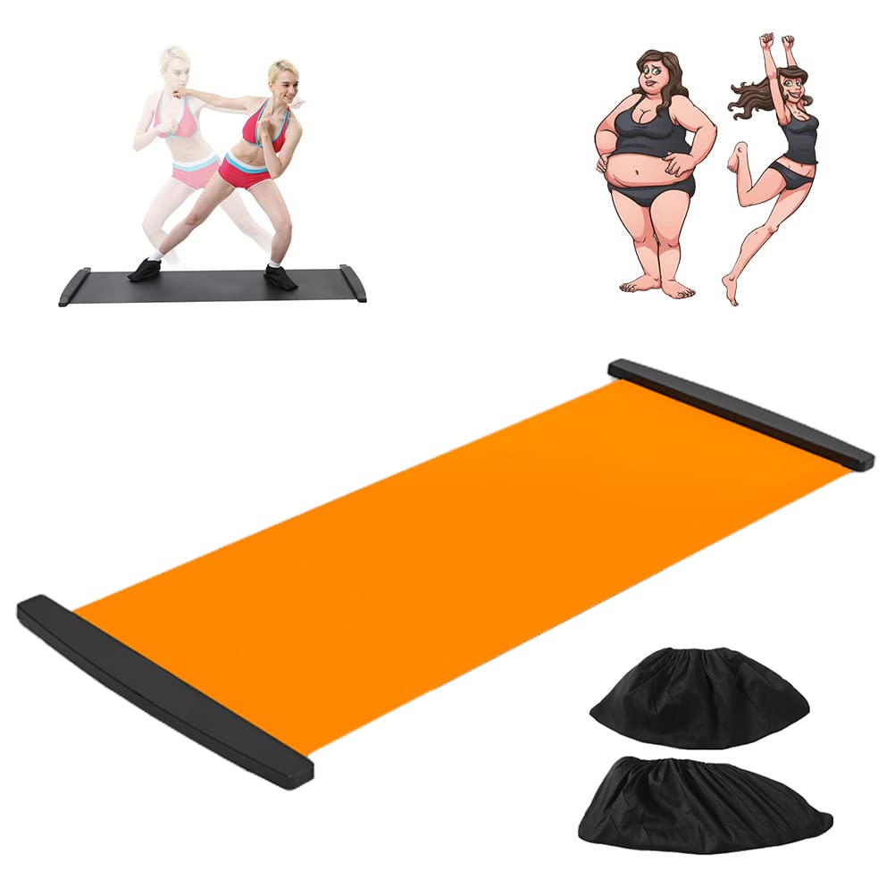 shenruifa Slide Board with Shoe Cover Slimming Exercise Guide Slide Mat for Leg Pot Training Fitness Athletic Training (200 * 50cm)