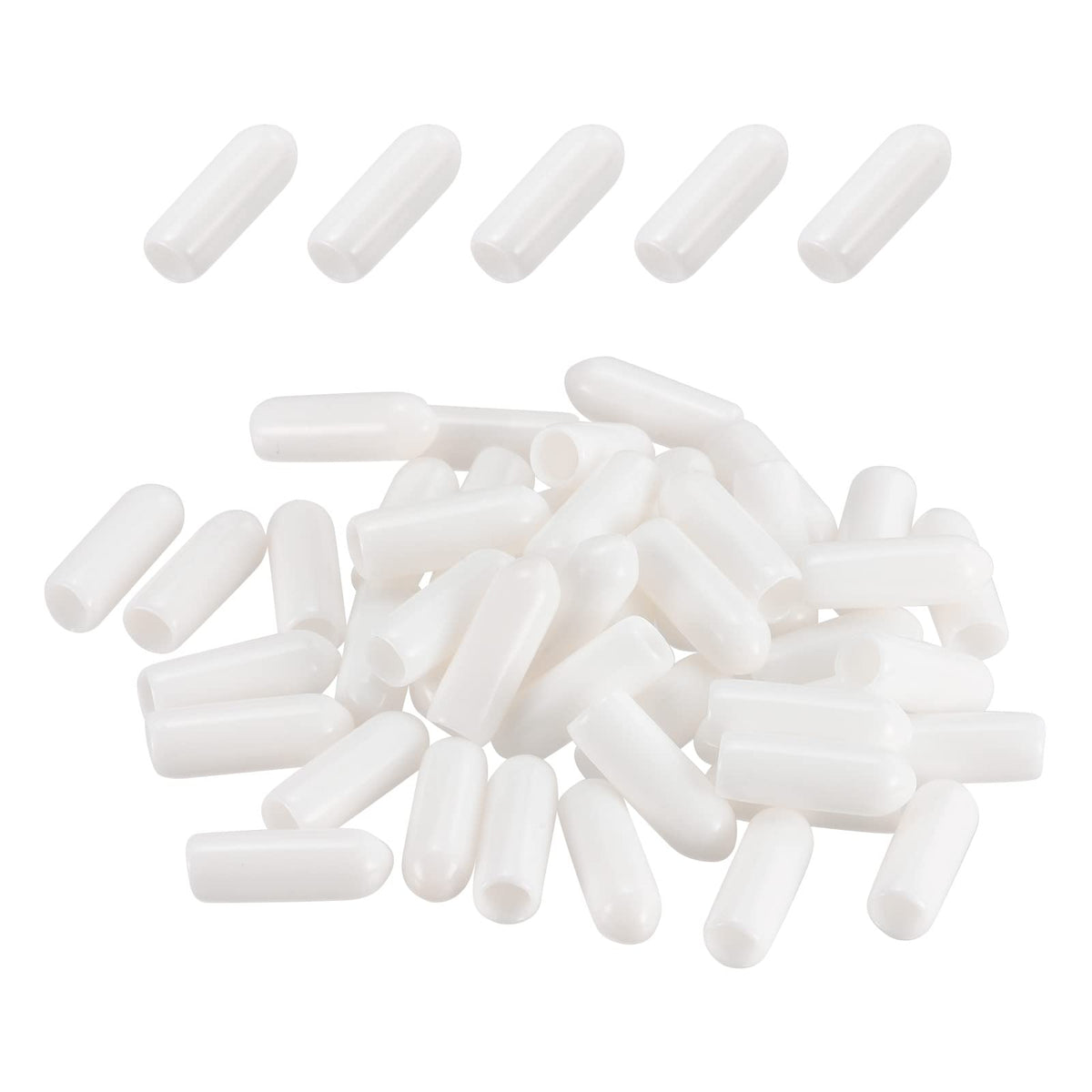 DMiotech 100 Pack 1/8" ID White Screw Thread Protectors Rubber End Caps Bolt Covers for Screw Bolt Furniture Pipe