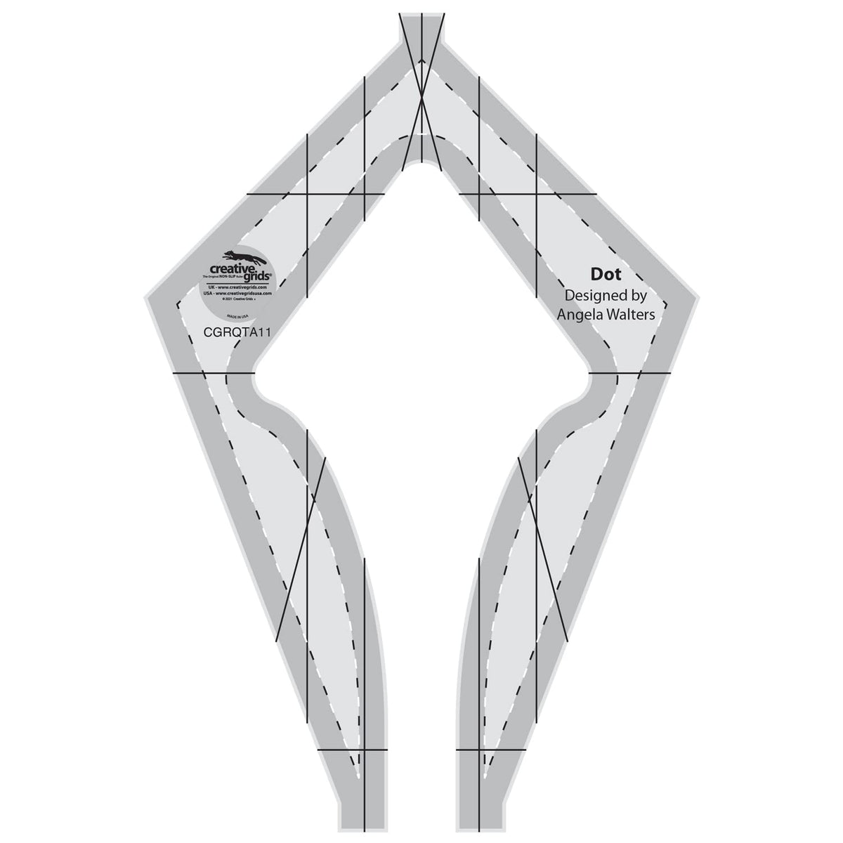 Creative Grids Machine Quilting Tool – Dot – CGRQTA11 – Made in USA, Non-Slip Grip Acrylic Quilting & Sewing Template Ruler for Free-Motion Quilt Patchwork Design on Domestic Sewing & Longarm