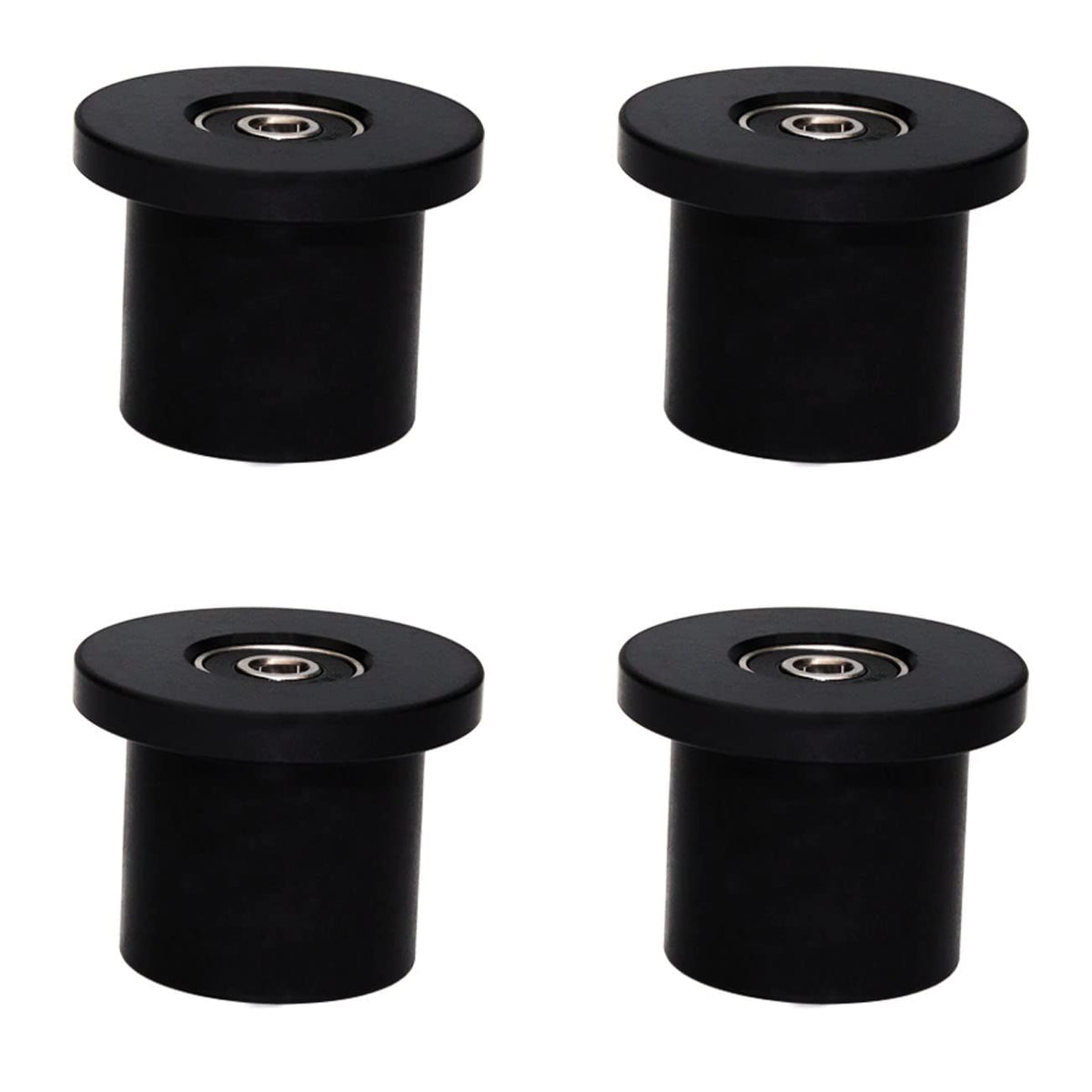 Total Gym Replacement Set Wheels/Rollers for Models XL, XLS and Some 3000 XL, All FIT, and Fit with Bearings Thru Hole of 1/4" in Diameter - 4 Pack (Black)
