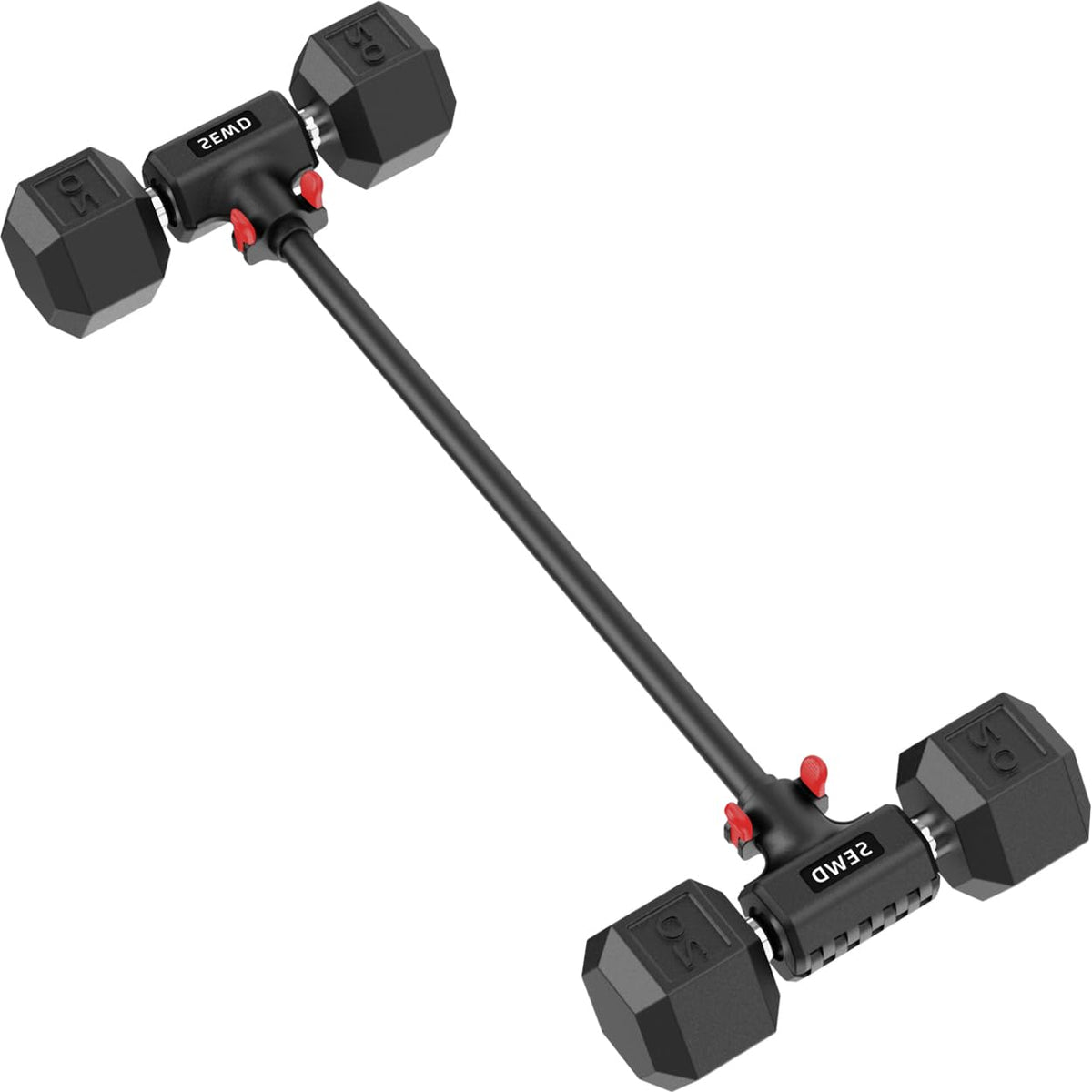 Dumbbell Converter by SEWD – Turn Dumbbells into Barbell Set – Adjustable Weights & Up to 220LB Capacity Barbell for Home Gym Full Body Workouts – Red
