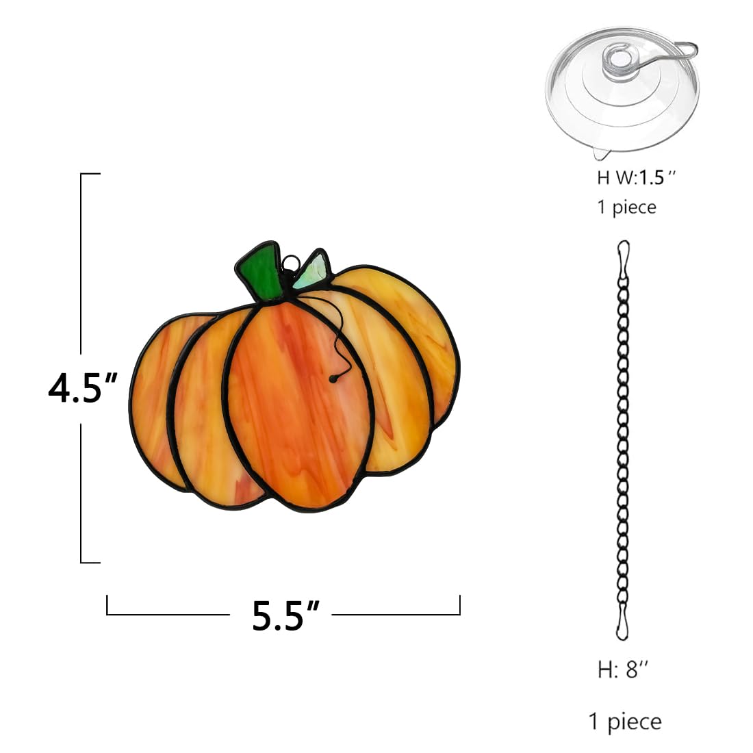 LITEPEDIA Pumpkin Decor Stained Glass Window Hanging,Autumn Decor Stained Glass Suncatcher for Window,Fall Pumpkin Gifts for Men Women Friend,Thankgiving Gift