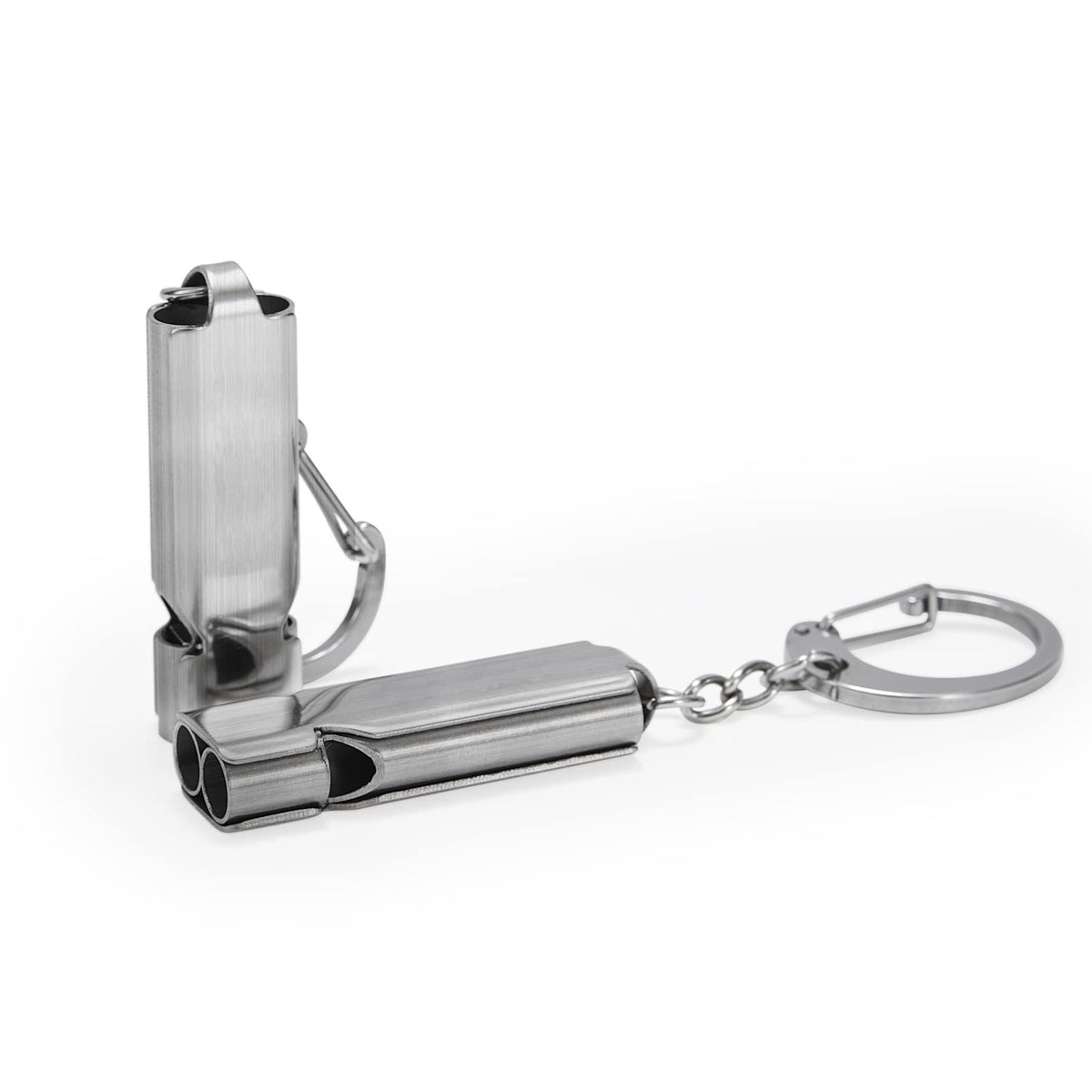 Whistle for Coaches Teachers, Emergency Survival Stainless Steel Whistles 2 Pack with Keychain for Referee Train Hiking Sports Boating Kayak Life Vest Jacket Lifeguard Outdoor Security (Silver)