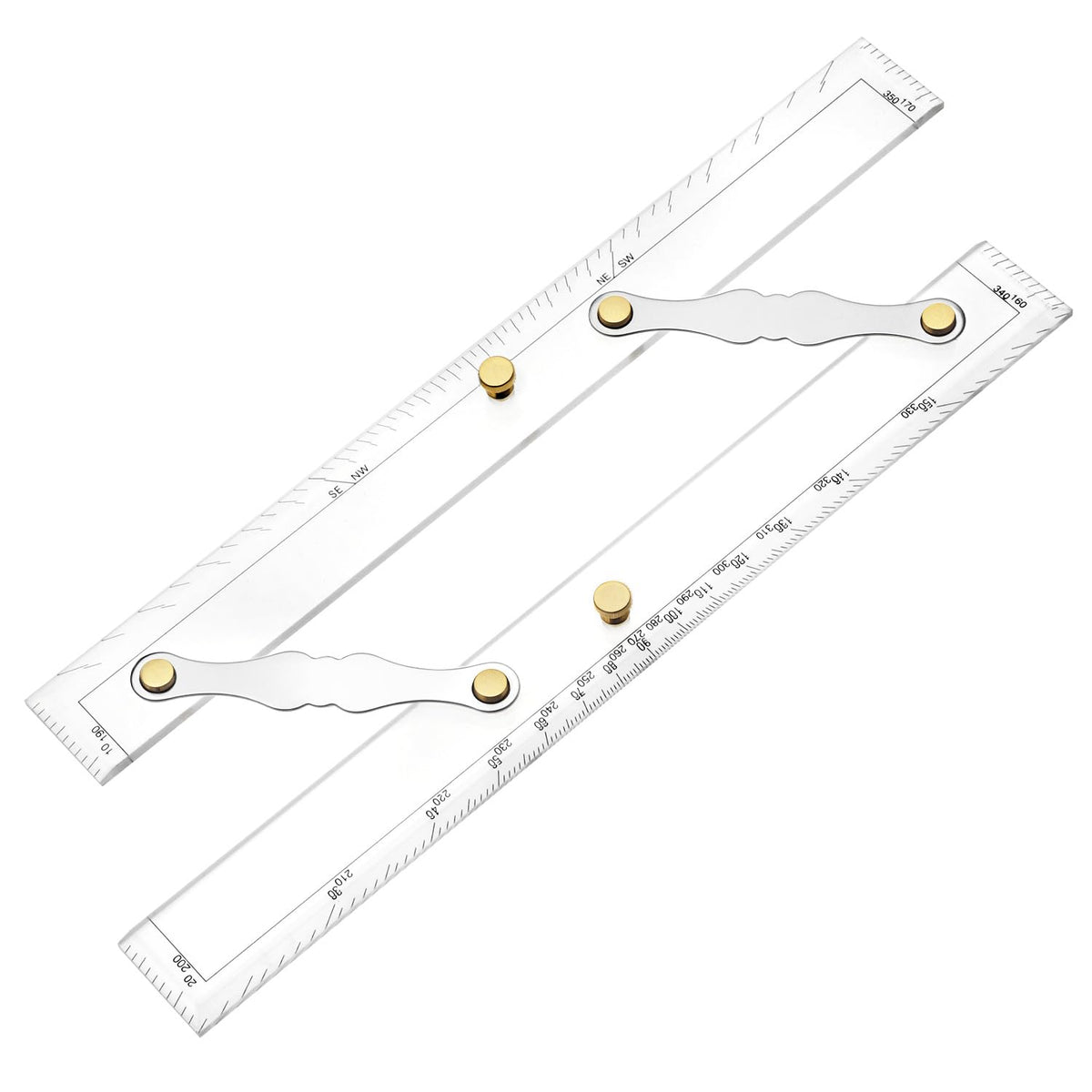 QWORK Parallel Ruler with Clear Markings, 12 in Navigation Plotting Tool, Clear Scale Nautical Plotter, Mapping Points to Pull Parallel Ruler