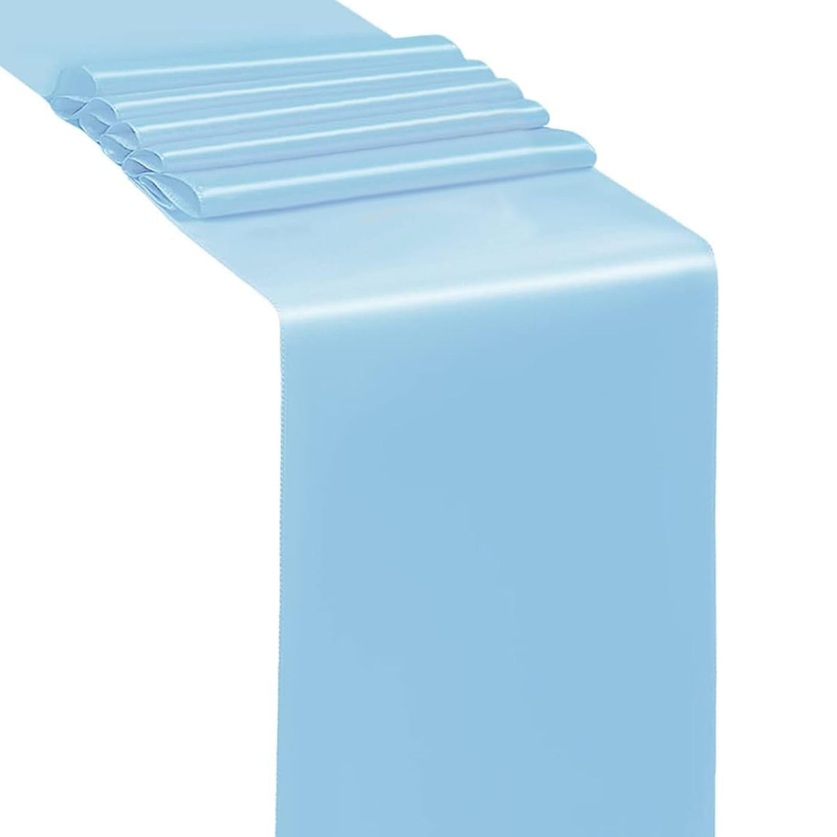 SINSSOWL 50 Baby Blue Chair Sashes Satin Chair Bows for Wedding Birthday Party Fiesta Decor - 7x108 Inches Ribbons Ties Fitted Banquets Folding Decorations