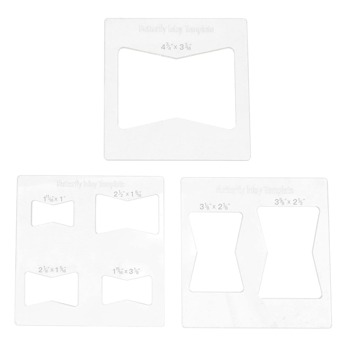 Oumefar 3Pcs Butterfly Inlay Templates Kit, 6x6 Inches Butterfly Templates for Woodworking, Router and Decorative Templates for Woodworking, Bowtie Router Template Jig Kit