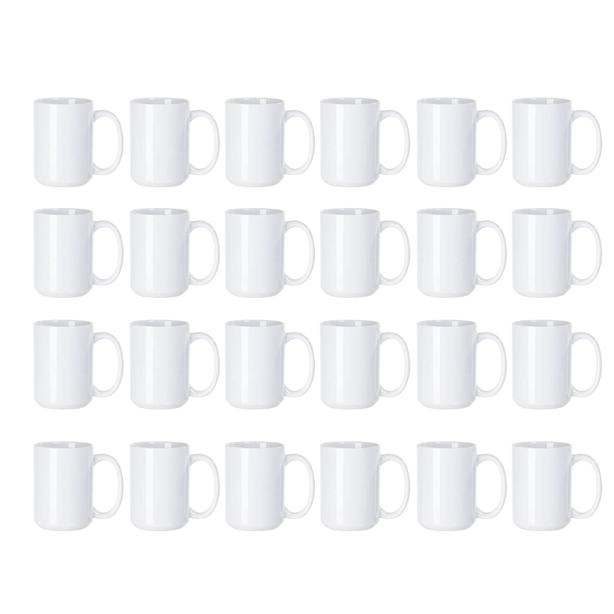 PYD Life 24 Pack Sublimation Mugs Blank 15 OZ Bulk with Box White Ceramic Photo Coffee Cups for Cricut Mug Press and Tumbler Heat Press Print