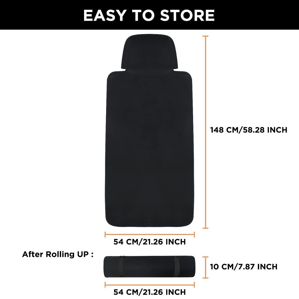 DREAMANIA Waterproof Seat Cover, 2pcs Upgraded Sweat Carseat Protector, Perfect for Universal Anti-Slip Car Truck SUV Seat, Ideal for Surfing Yoga Gym Workout, Black