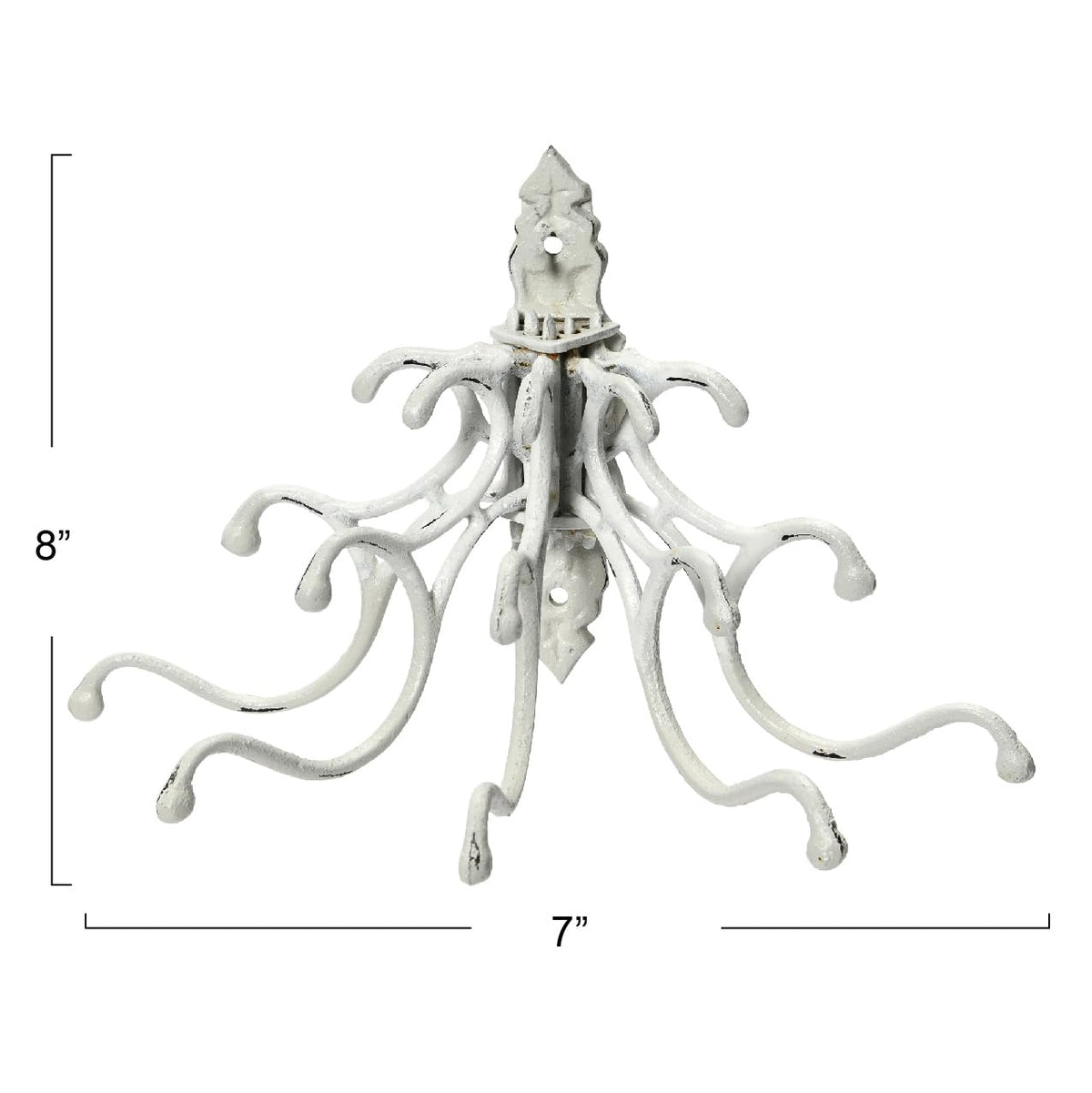 Creative Co-Op Antique Decorative Cast Iron Multi Hook Wall Hanger with 15 Hooks, Distressed White