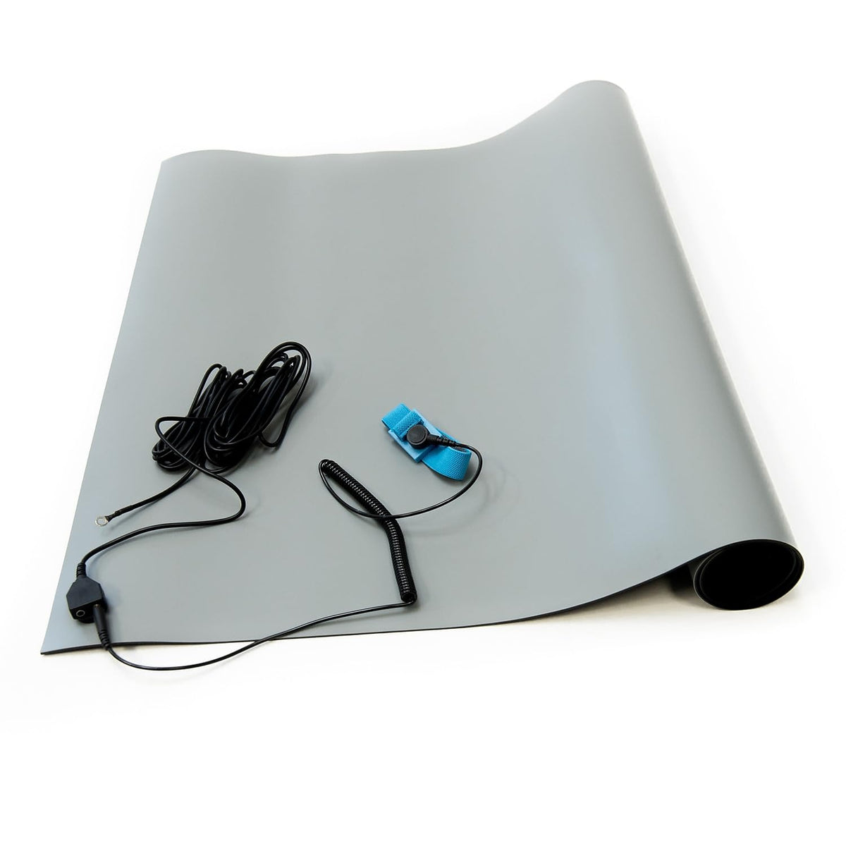Bertech ESD High Temperature Mat Kit, 2.5 Feet Wide x 3 Feet Long x 0.08 Inches Thick, Gray, Includes a Wrist Strap and Grounding Cord, RoHS and REACH Compliant (Assembled in USA)