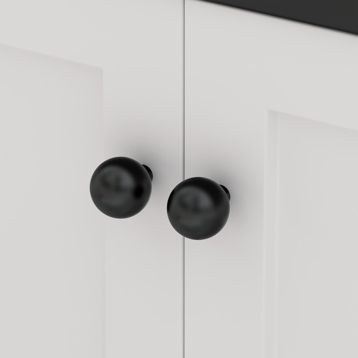 Goldenwarm 10 Pack Matte Black Cabinet Knobs Kitchen Dresser Drawer Knobs Round Ball Hardware for Cabinets Single Hole