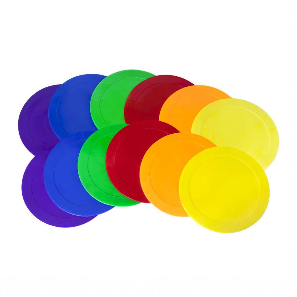 Ace Creations 9 Inch Poly Vinyl Spot Markers – Training Drills with School Gyms, Sports Teams, Track and Field, Basketball, Football, Soccer, Baseball, Gymnastics, Preschool, Kindergarten – Set of 12