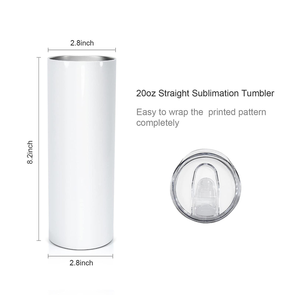 AGH 10 Pack Sublimation Tumblers Blank 20 OZ Straight Skinny Tumbler with Straw, Stainless Steel Double Layer Insulated Mug, Individually Box, Travel Tumblers
