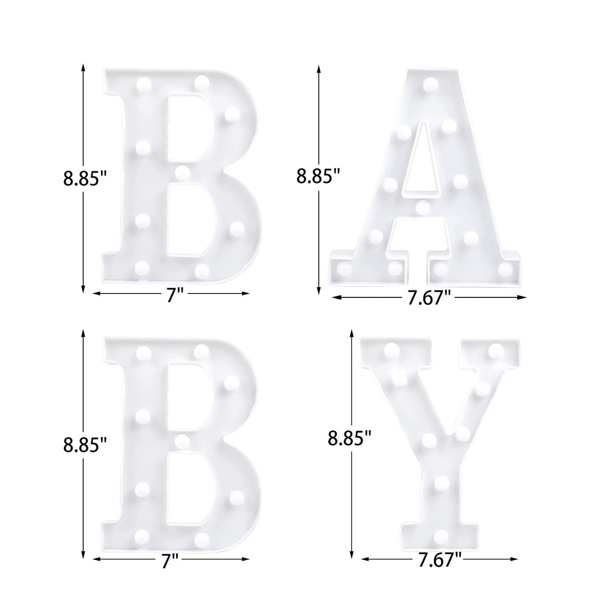 ZUOKEMY 4 LED Baby Marquee Logo Light, Warm White Glowing Letters Perfect for Baby Shower Party, Birthday Party, Home Bedroom Nursery Table Wall Decor