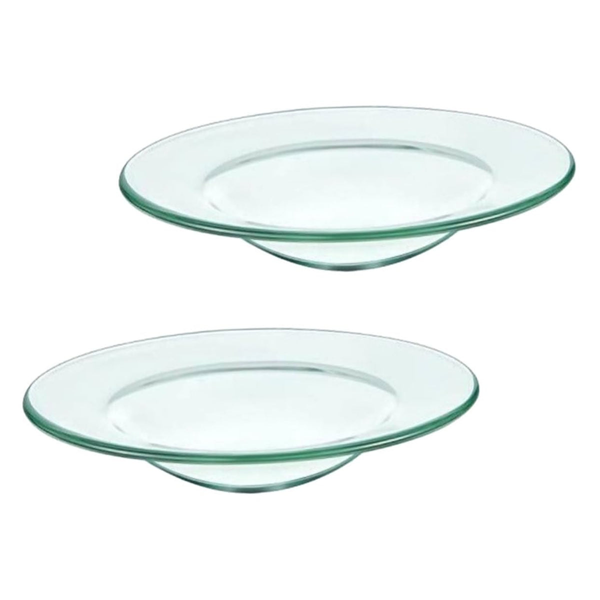 HOMSFOU 2pcs Replacement Round Clear Glass Dish, Wax Melt Candle Plate Tray Lid for Aroma Lamp, Electric Oil Tart Warmer