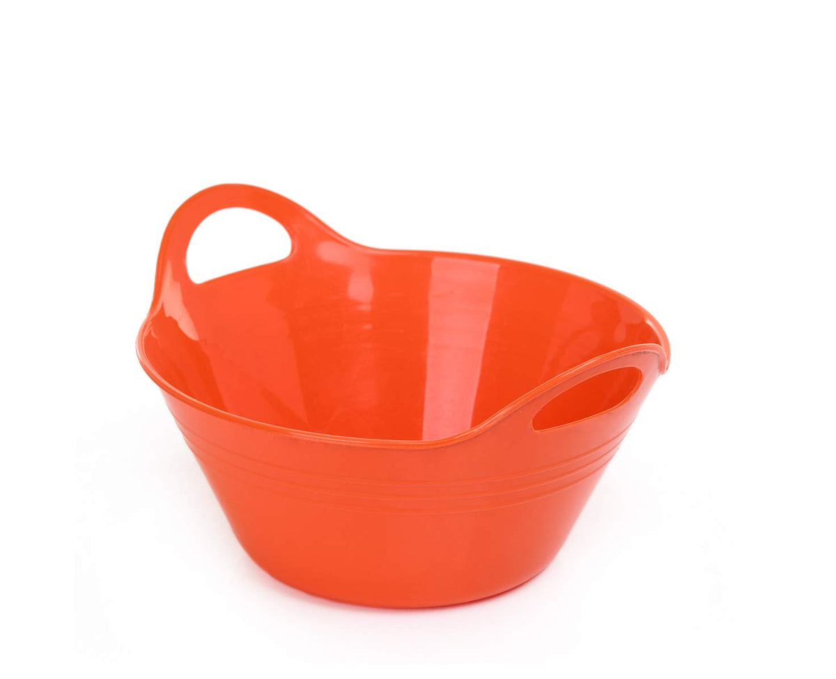 Mintra Home Plastic Bowls with Handles (1.8L Medium 2pk, Orange)