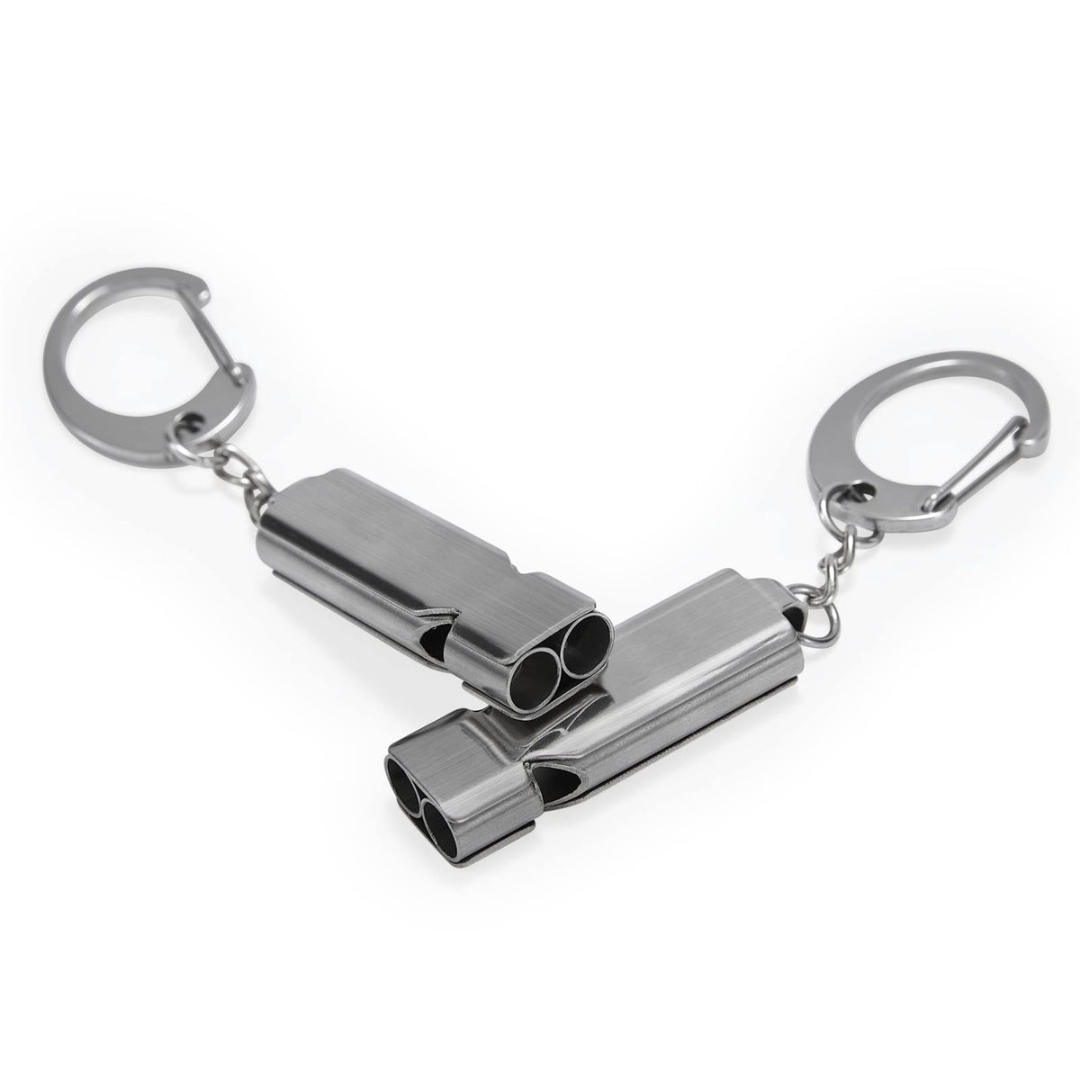 Whistle for Coaches Teachers, Emergency Survival Stainless Steel Whistles 2 Pack with Keychain for Referee Train Hiking Sports Boating Kayak Life Vest Jacket Lifeguard Outdoor Security (Silver)