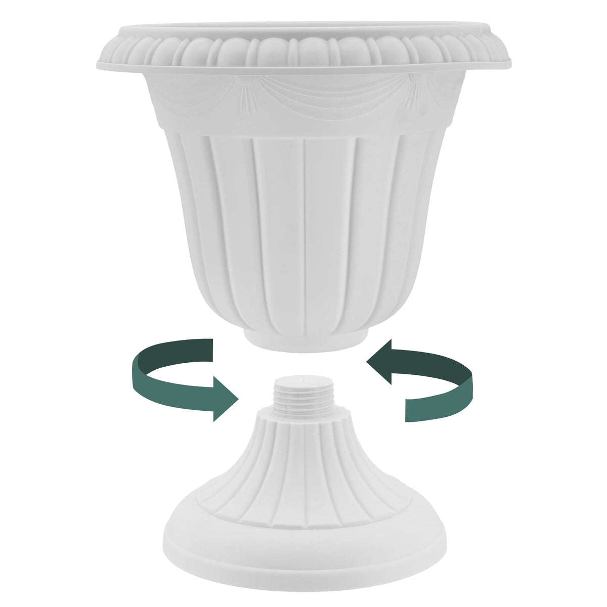 Arcadia Garden Products PL10BK Classic Traditional Plastic Urn Planter Indoor/Outdoor, 15" x 13", Black