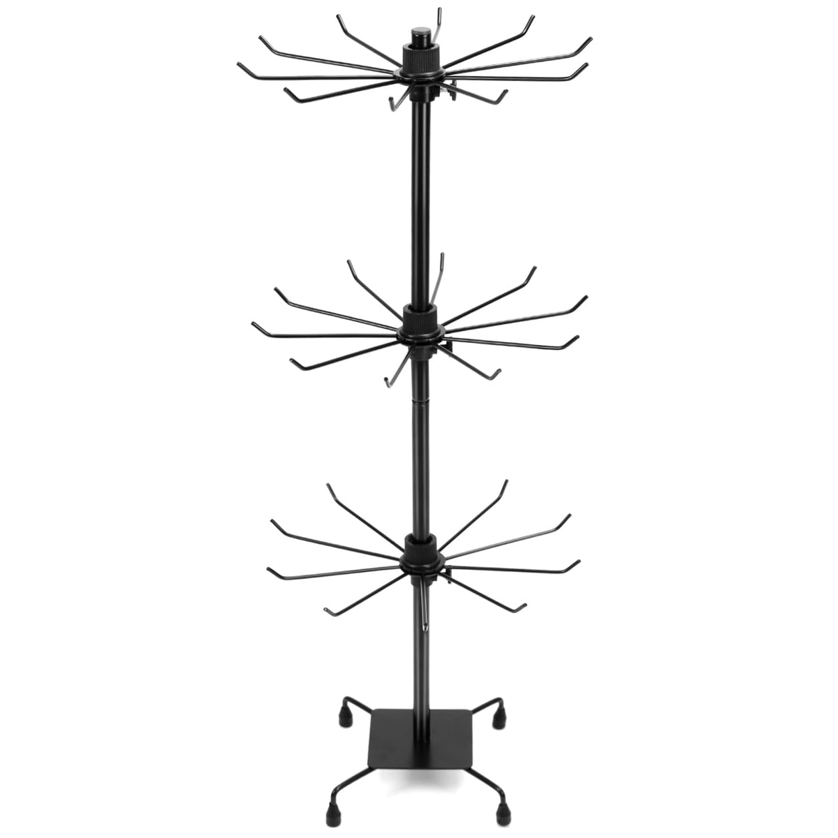 QWORK 3-Tier Rotating Metal Jewelry Display Stand – Adjustable Tabletop Holder for Necklaces, Earrings & Key Rings