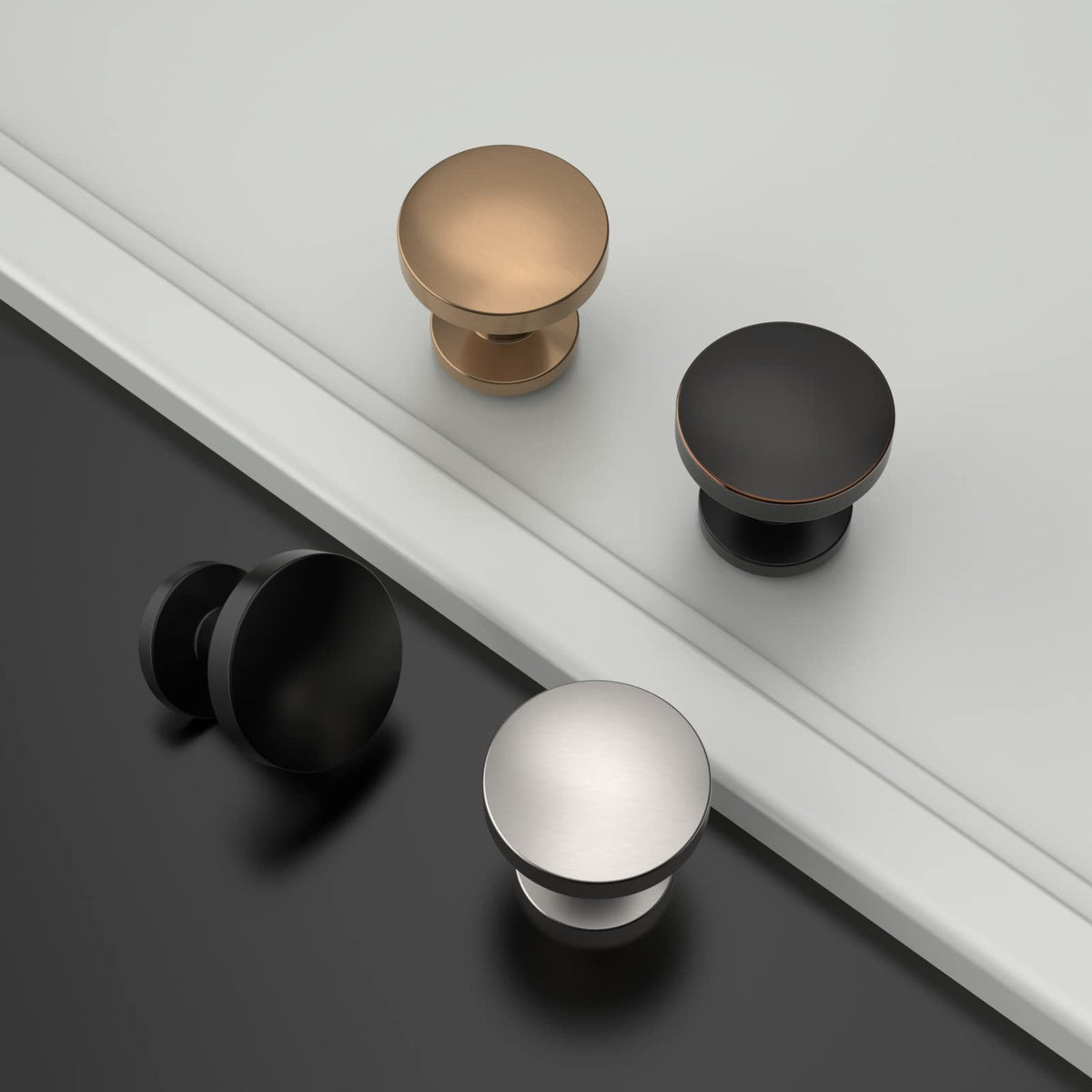 Amerdeco 10 Pack Matte Black Cabinet Knobs 1.2 Inch(30mm) Single Hole Cabinet Handles Round Dresser Knobs Drawer Knob for Bathroom Cabinets