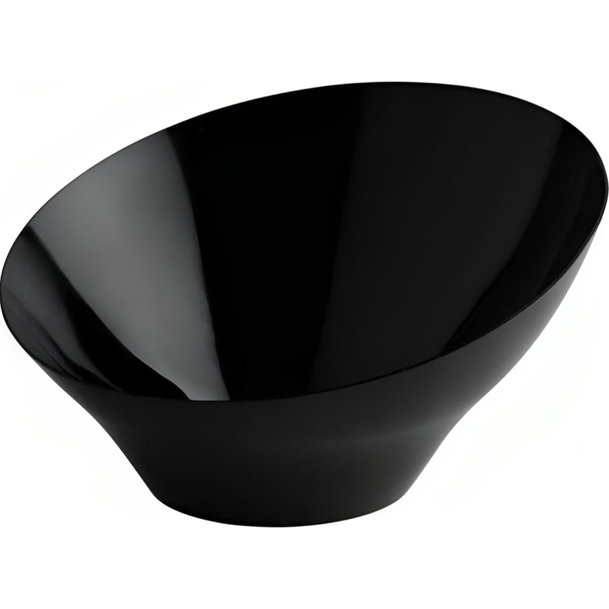 Angled Bowl Medium Black (1 Count) - Elegant Plastic Bowl in Stylish Design, Perfect for Entertaining & Home Decor- Must-Have Kitchen Essential
