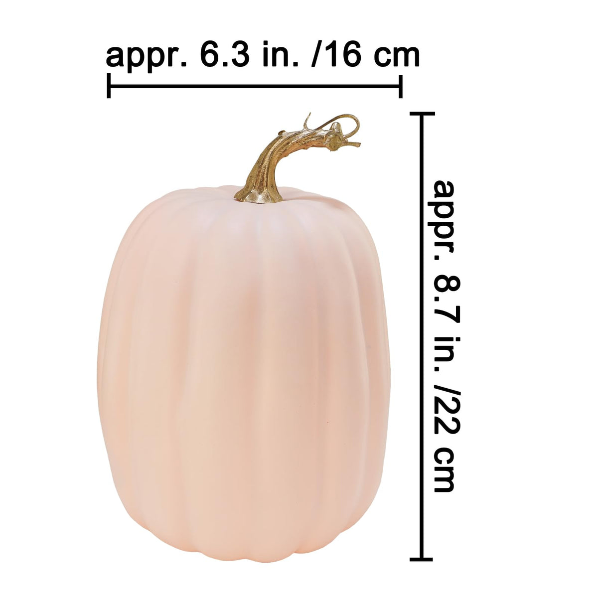 Winlyn 2 Pcs Large Artificial Pumpkins Fall Harvest Light Peach Pumpkins Big Faux Foam Pumpkins 8.7" for Fall Autumn Home Decor Wedding Baby Shower Thanksgiving Halloween Party Table Centerpiece