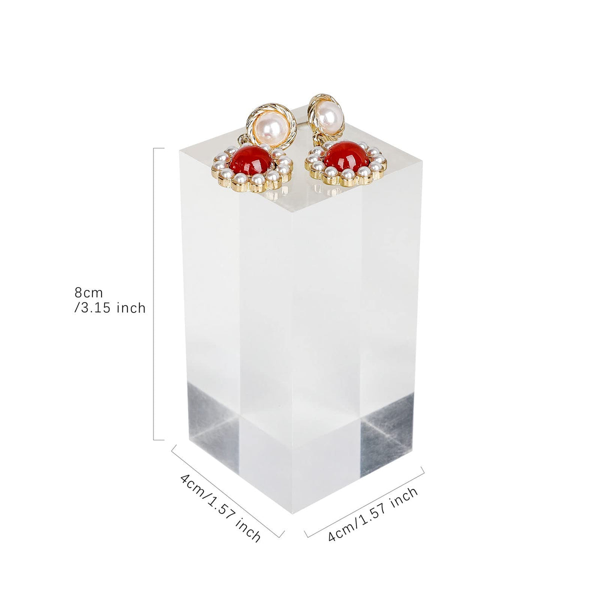 GemeShou Acrylic ring risers for display, Clear jewelry stand display risers, Retail earring riser for display home decor【1.57 L x1.57 W x3.15 H inch】