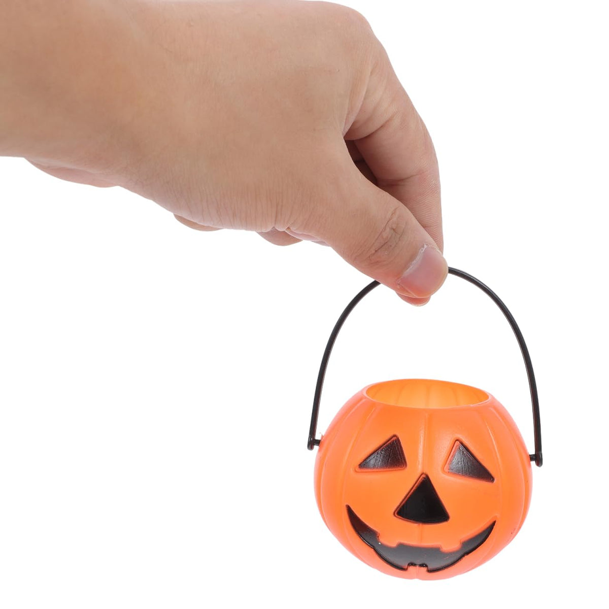 STOBOK Halloween Pumpkin Bucket - 8pcs Trick or Treat Children Portable Plastic Candy Buckets Jack O Lanterns - Desktop Decoration Candlestick Candy Holder Pail Party Favor Basket Party Supplies