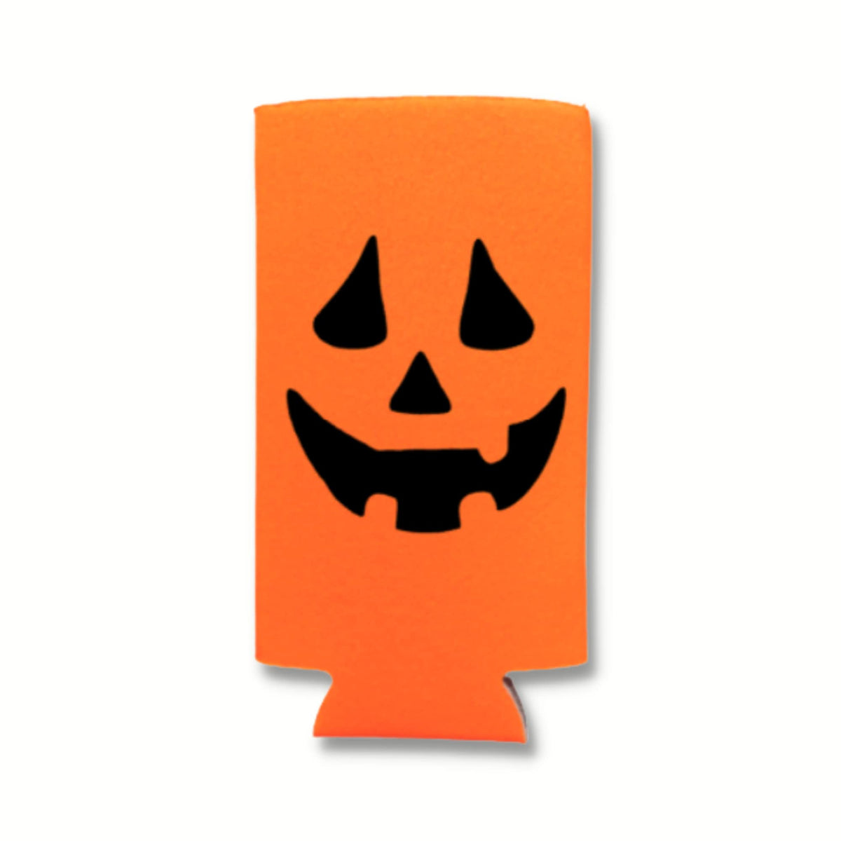 Halloween Jack-O-Lantern Slim Can Cooler - Halloween Skinny Coolies - Pumpkin Halloween Party Gift - Halloween Costume - Halloween Party (Orange)