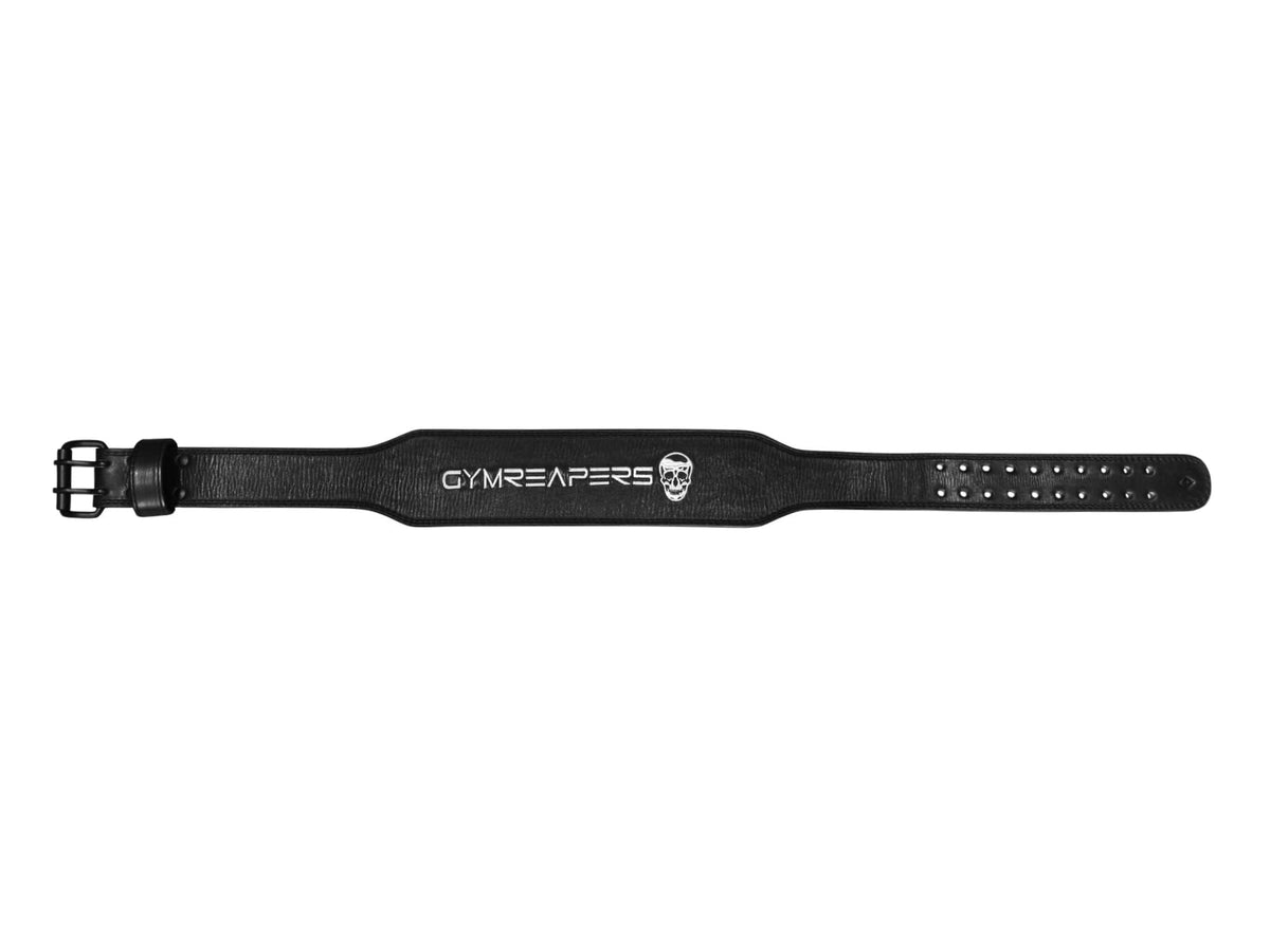 Gymreapers Leather Weightlifting Belt for Bodybuilding, Squatting, Lower Back Support & Back Pain - Real Leather, Adjustable Buckle Sizing - Men & Women - (L)