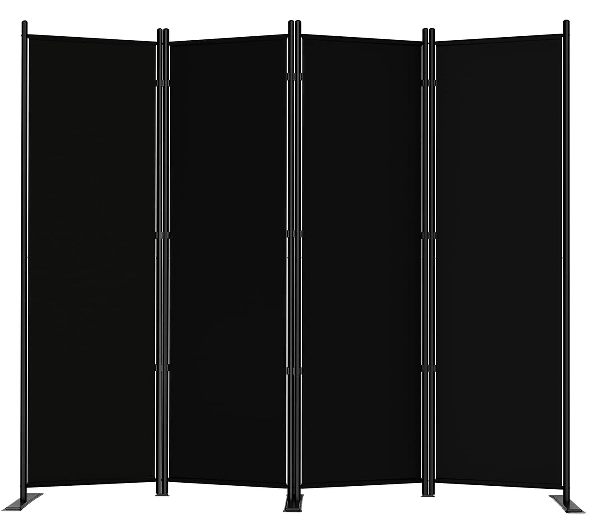 SUNALLY Room Divider 6FT Folding Privacy Screens, 4 Panel Fabric Divider for Room Separation, 88" W Freestanding Portable Wall Dividers Screen for Home Dorm Studio Office, Black