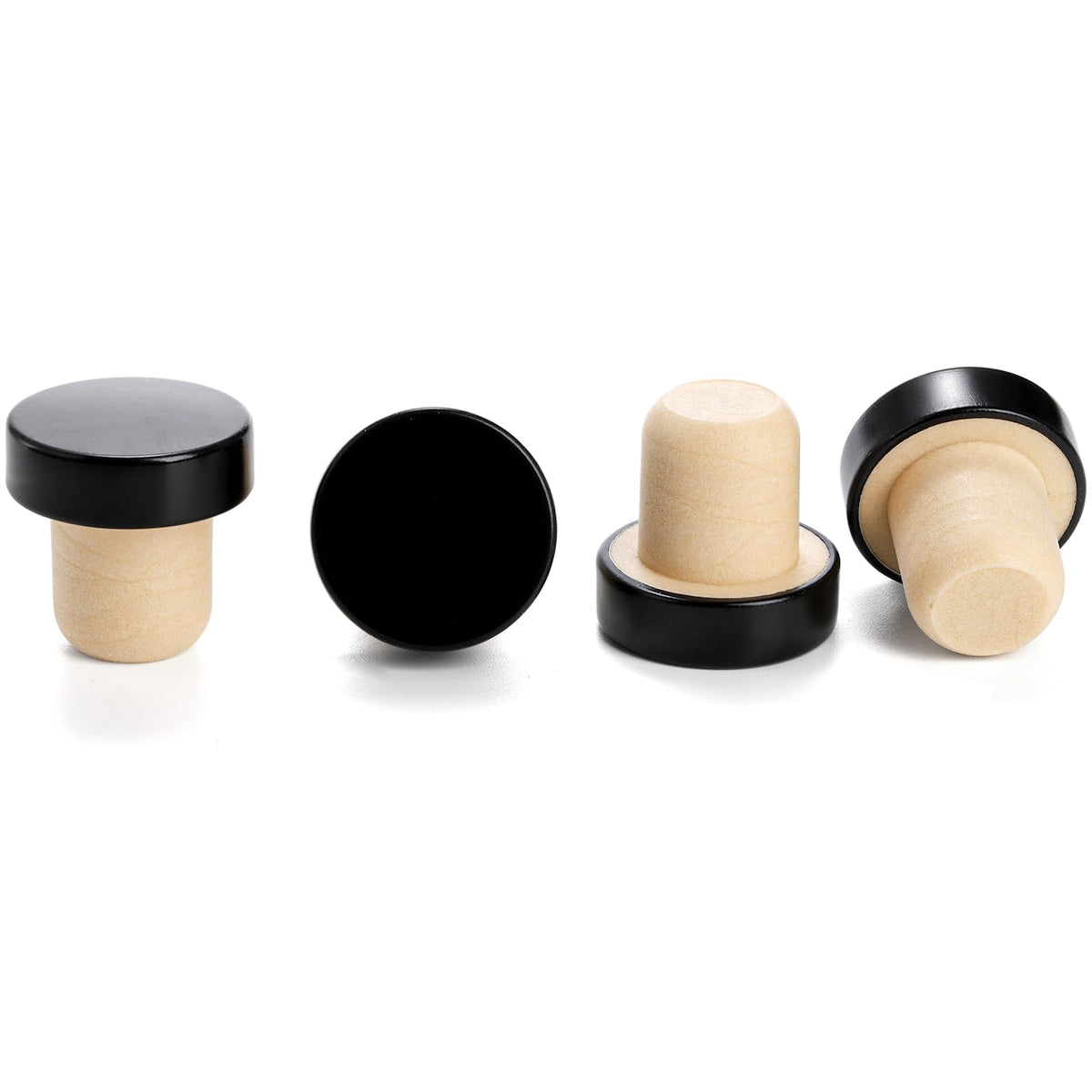 Fasmov 100 Pack T-Shape Cork Stoppers, T-shaped Stopper Cork Wine Stopper Bottle Stoppers Reusable Wine Sealing Stopper, Wine Bottle Corks Plugs for Wine Beer Glass Bottles, Black