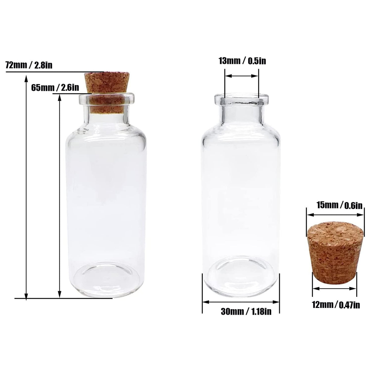 Goiio 50 Pieces 30 ML Glass Bottles with Cork Stoppers Mini Small Glass Bottles, for Wedding Favors, Crafts Home Decorations